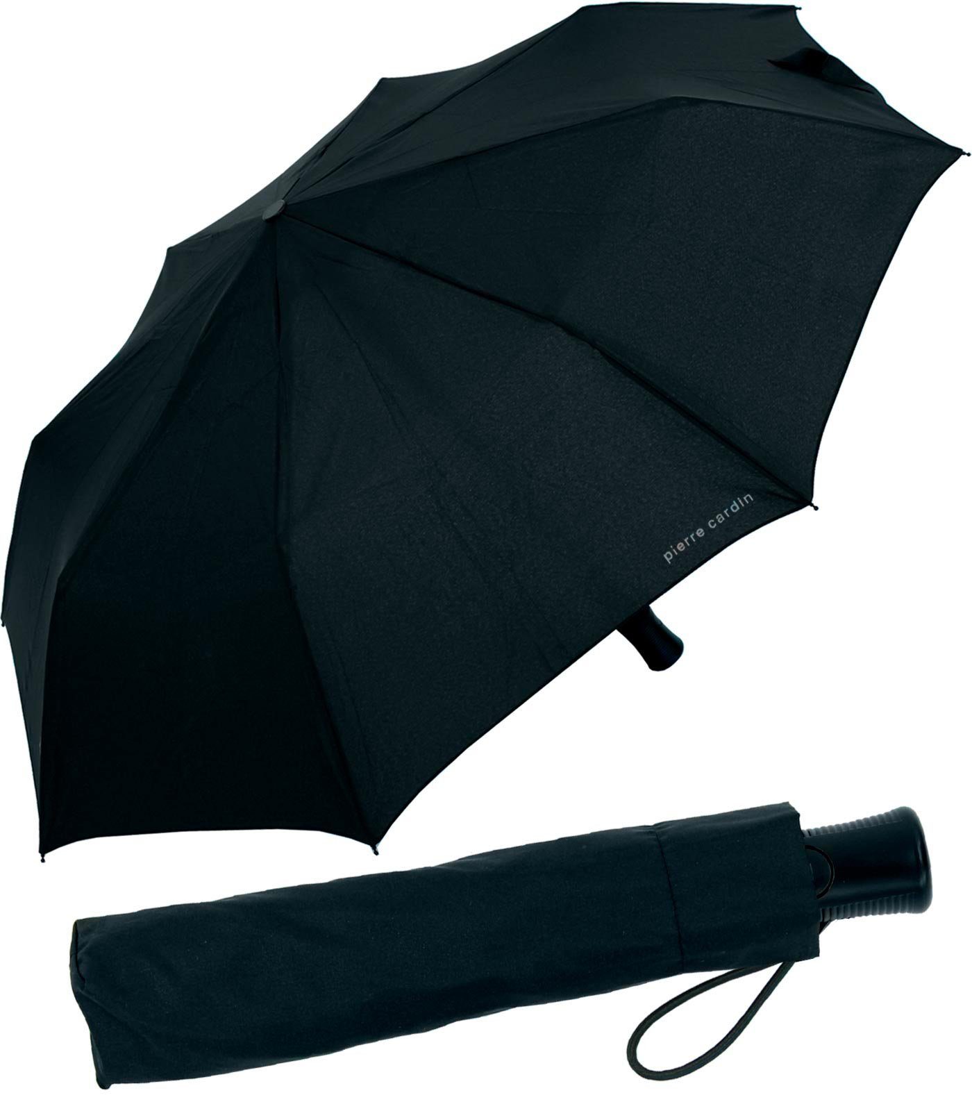 Pierre Cardin Line mit klassischer Black stabiler Schim Auf-Automatik, Look Taschenregenschirm