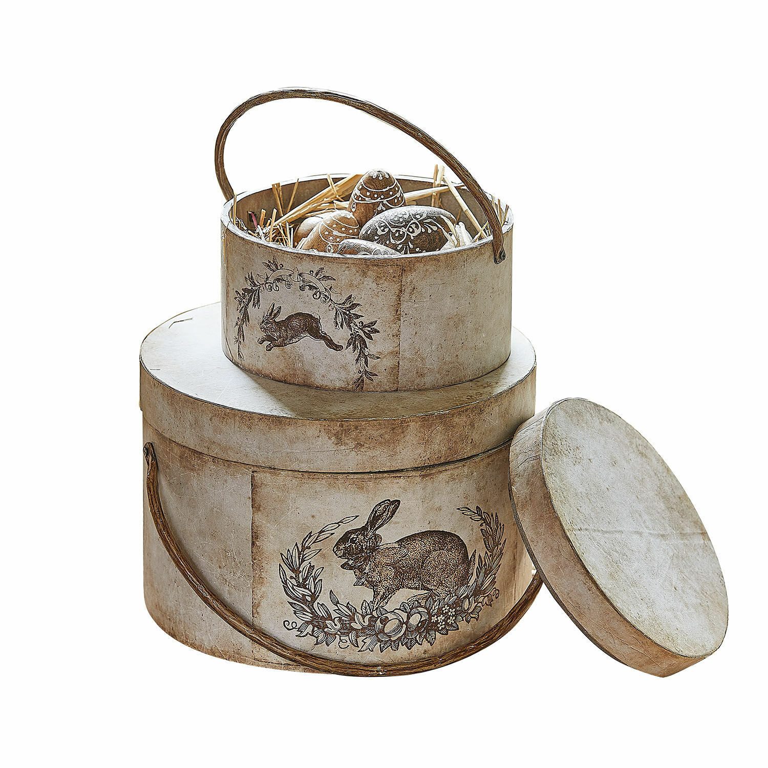 Mirabeau Dekokorb Box 2er Set Roxelle antikweiß/beige (2er Set, 2er Set)