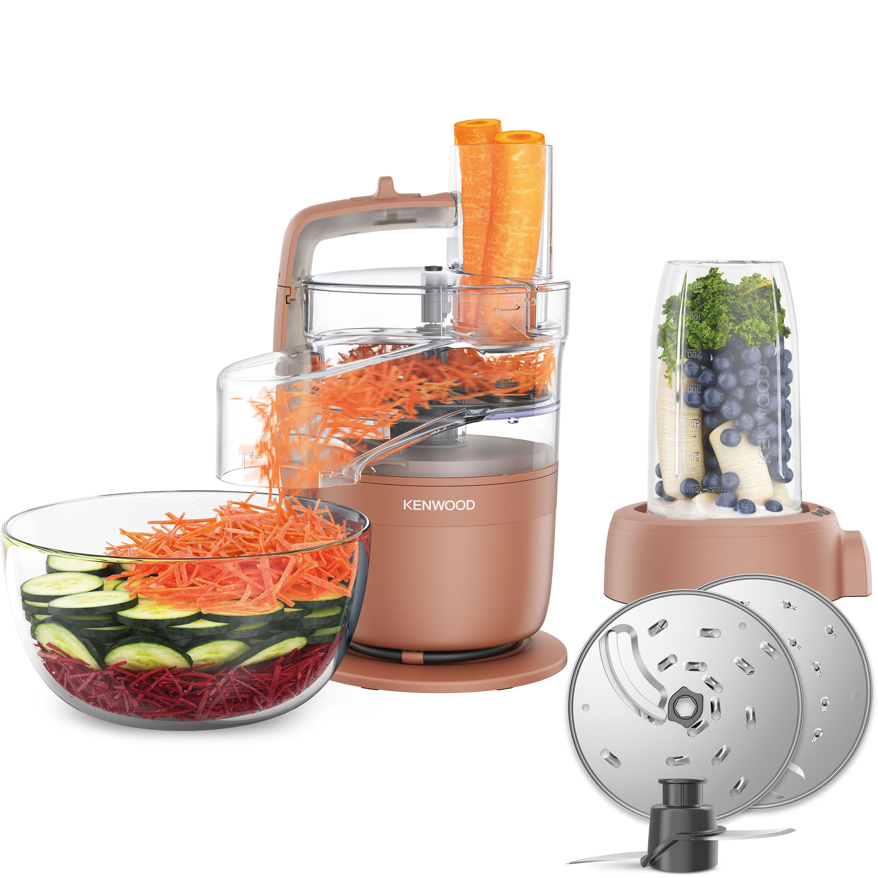 KENWOOD Küchenmaschine FDP23.380RD - Multipro Go, Express-Serve, 1,3 l Behälter, 900W, Rot, 900 W, 1,3 l Schüssel, Für Smoothies, zum Schneiden, Reiben, Pürieren und Teig Kneten