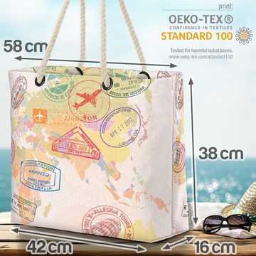 VOID Strandtasche (1-tlg), Post Weltkarte Beach Bag Stempel Briefe Andenkenkarte Karte Welt Reisen Globus