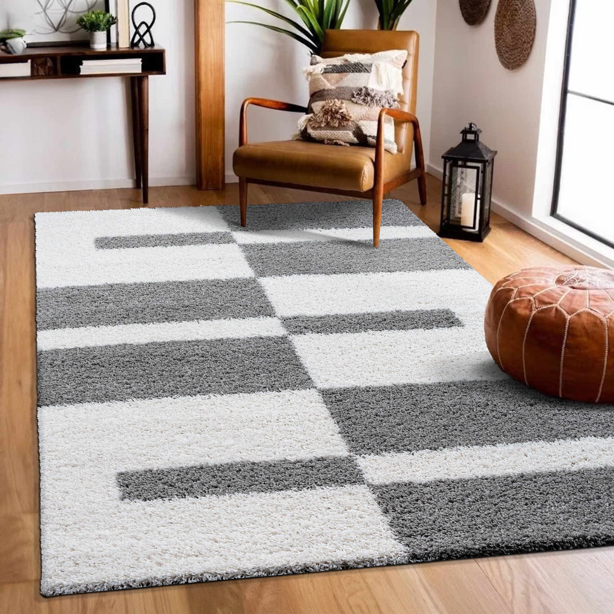 Sanat Hochflor-Teppich Milano 1254, auch als Läufer und in Rund, rechteckig, Höhe: 30 mm, Langflor, Shaggy, Wohnzimmer, Schlafzimmer, fußbodenheizungsgeeignet
