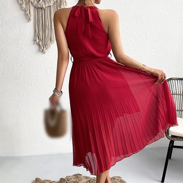 AFAZ New Trading UG Sommerrock Einfarbiges, ärmelloses, langes Kleid für Damen Temperamentvolles Kleid, das Charme und Sinn für Design unterstreicht