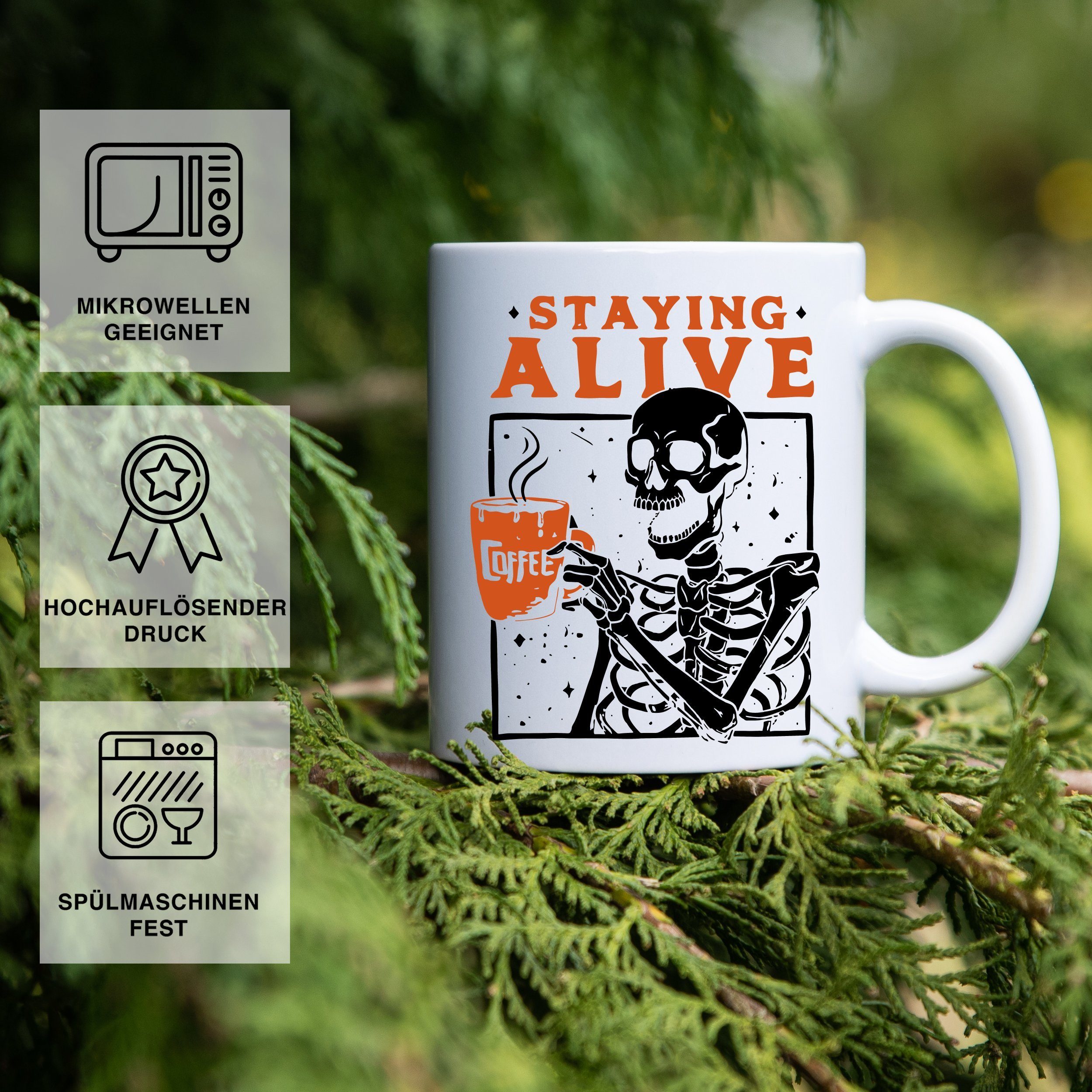 Giftandprint Tasse Totenkopf Halloween Deko Tasse Keramiktasse, Mikrowellengeeignet, Spülmaschinengeeignet