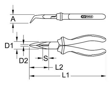 KS Tools Flachrundzange ERGOTORQUE VDE, Flachrundzange, gebogen, 165 mm