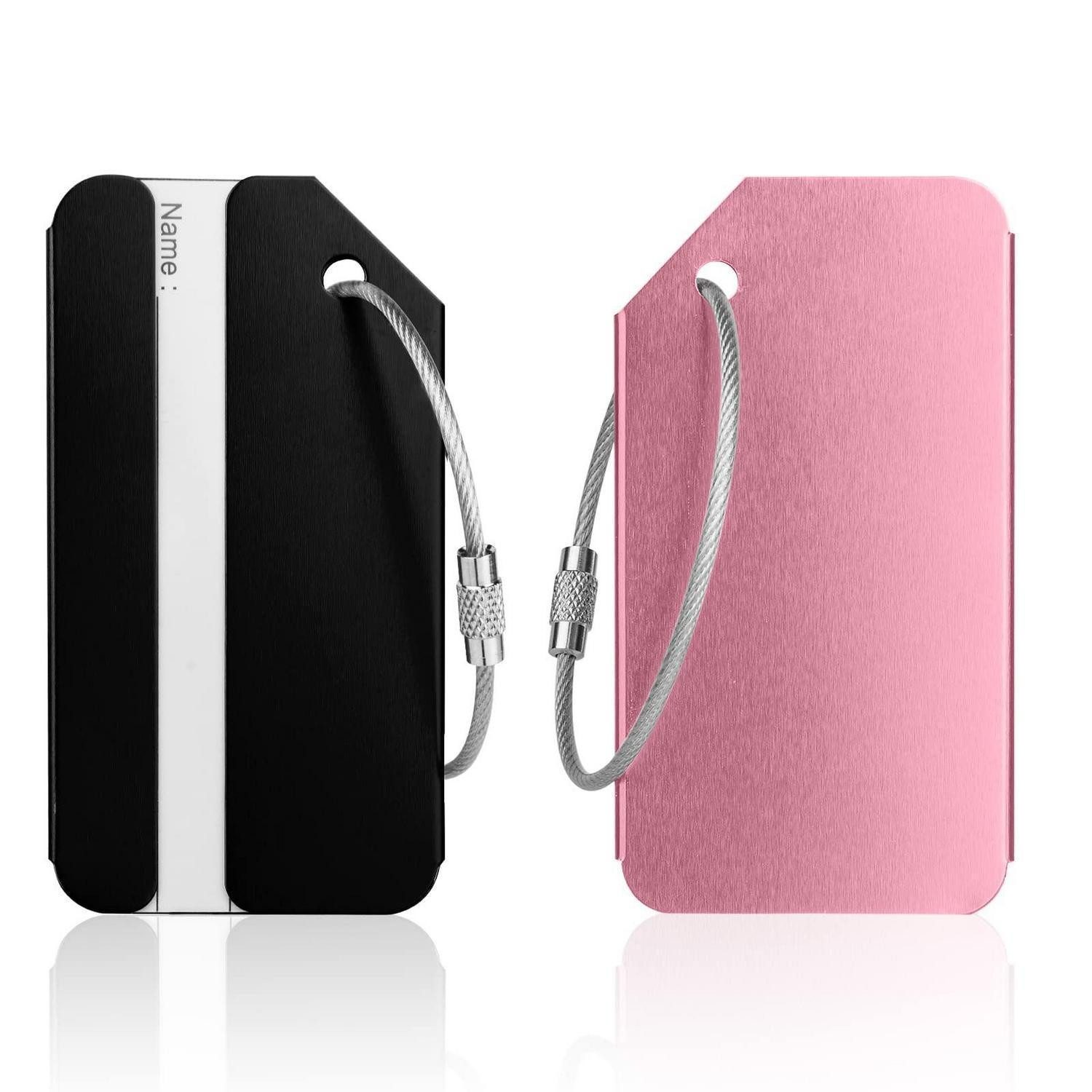 LuxusKollektion Gepäckanhänger Kofferanhänger Gepäckanhänger ID Etikett 2 Stück Schwarz+Pink (2-St)