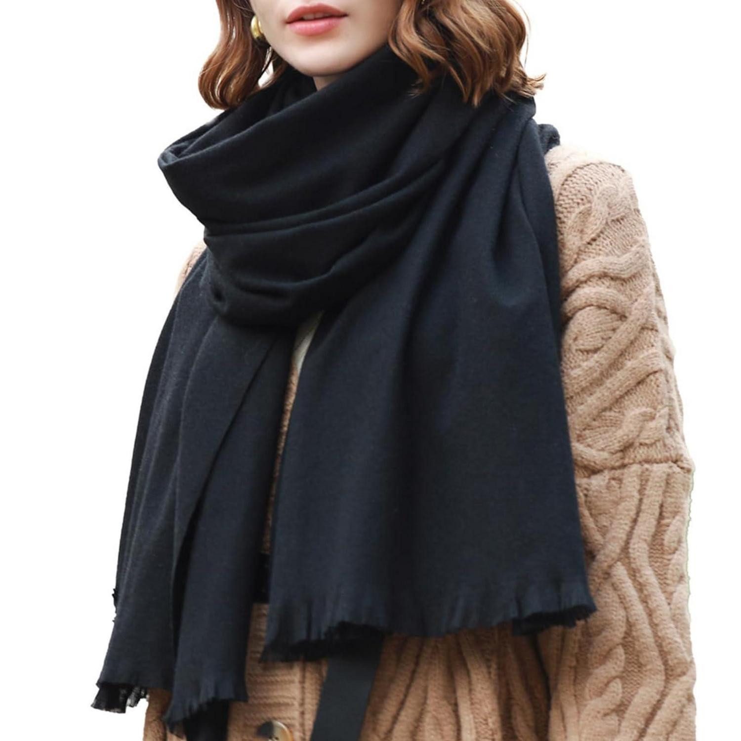 LuxusKollektion XXL-Schal Schal Damen Winter Kuschelig Schwarz, (1-St)