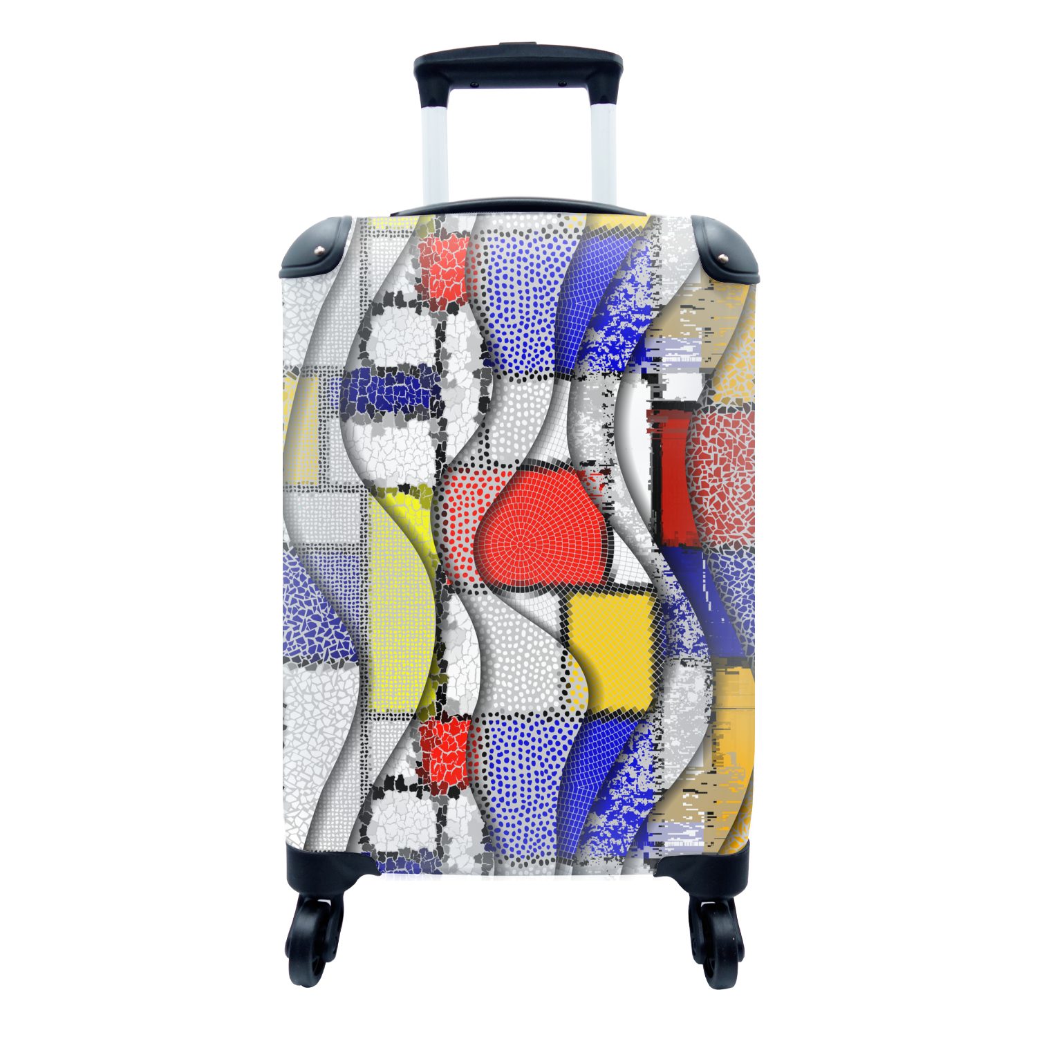 MuchoWow Handgepäckkoffer Mondrian - Kubismus - Kunst - Muster, 4 Rollen, Reisetasche mit rollen, Handgepäck für Ferien, Trolley, Reisekoffer