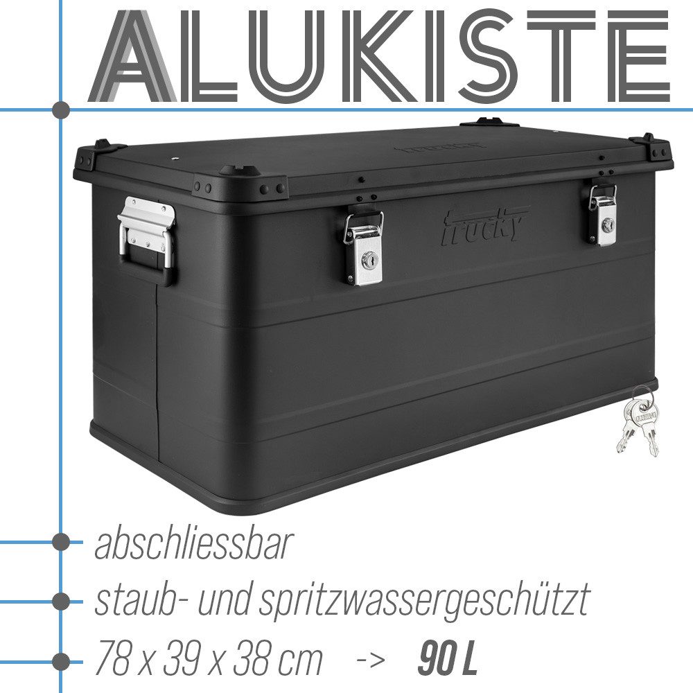 Trucky Allzweckkiste Aluminium Box mit Deckel Schwarz Alukiste 90 Liter Auf günstig online kaufen