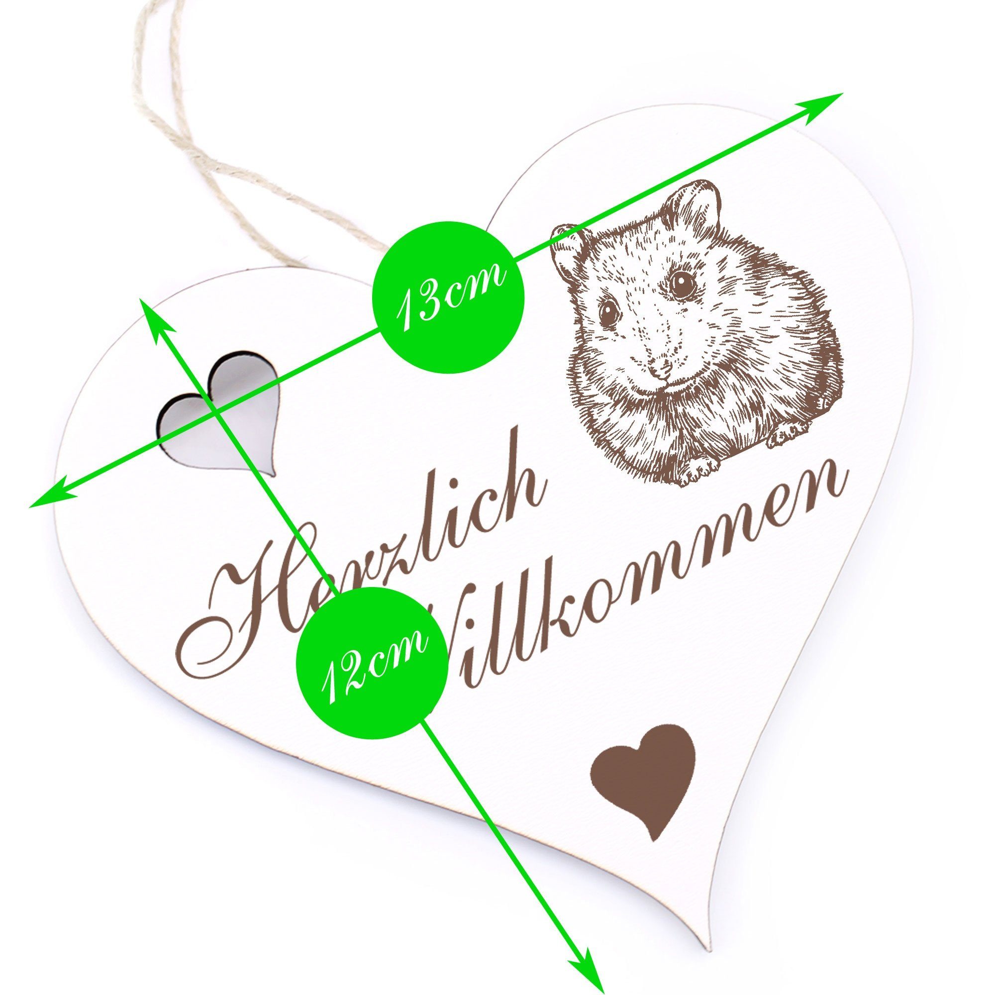 - - Dekolando Willkommen Hamster Herzlich Hängedekoration 13x12cm
