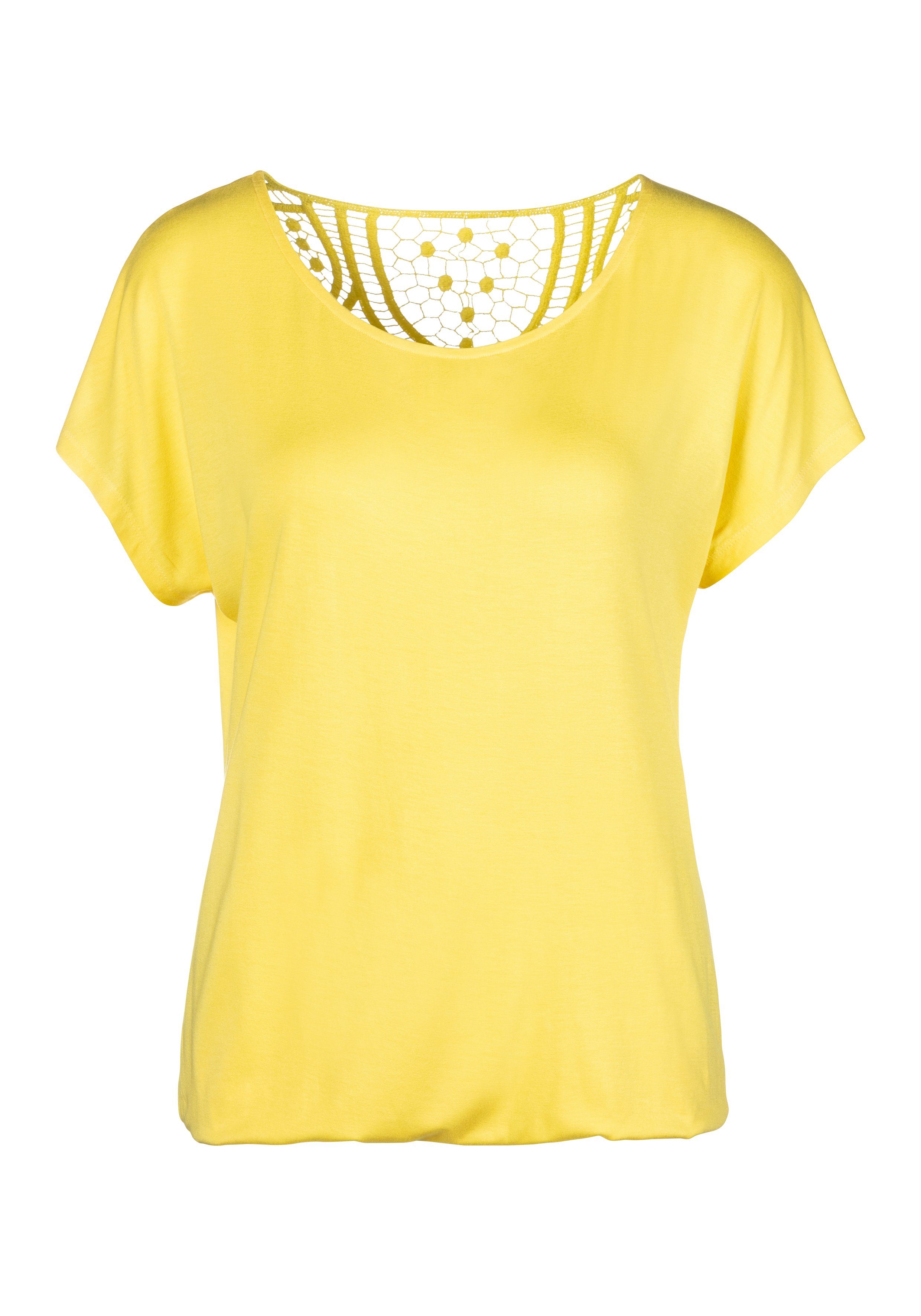 Vivance by Lascana Kurzarmshirt mit Spitzeneinsatz im Rücken aus elastischem Viskose Jersey – Bild 2 von 5