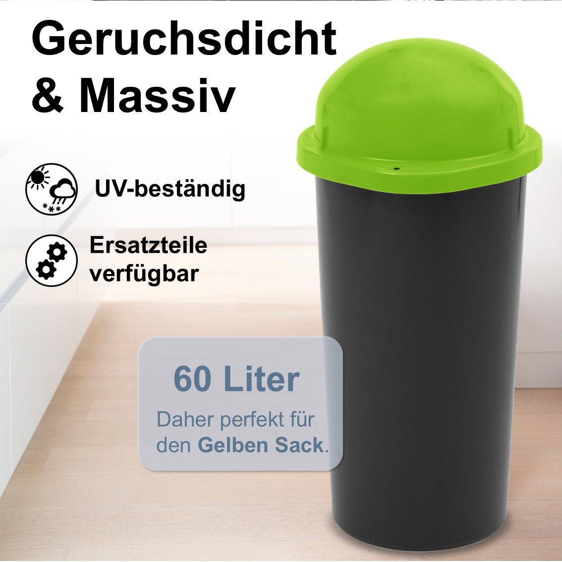 KUEFA Müllsackständer HD 60L Mülleimer Gelben Sack, inkl. Klemm-Ring, UV-beständig, Robust, 60 Liter