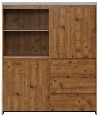 loft24 Highboard Lolland, im modernen Landhausstil, mit Betontopplatte, FSC®-zertifziert