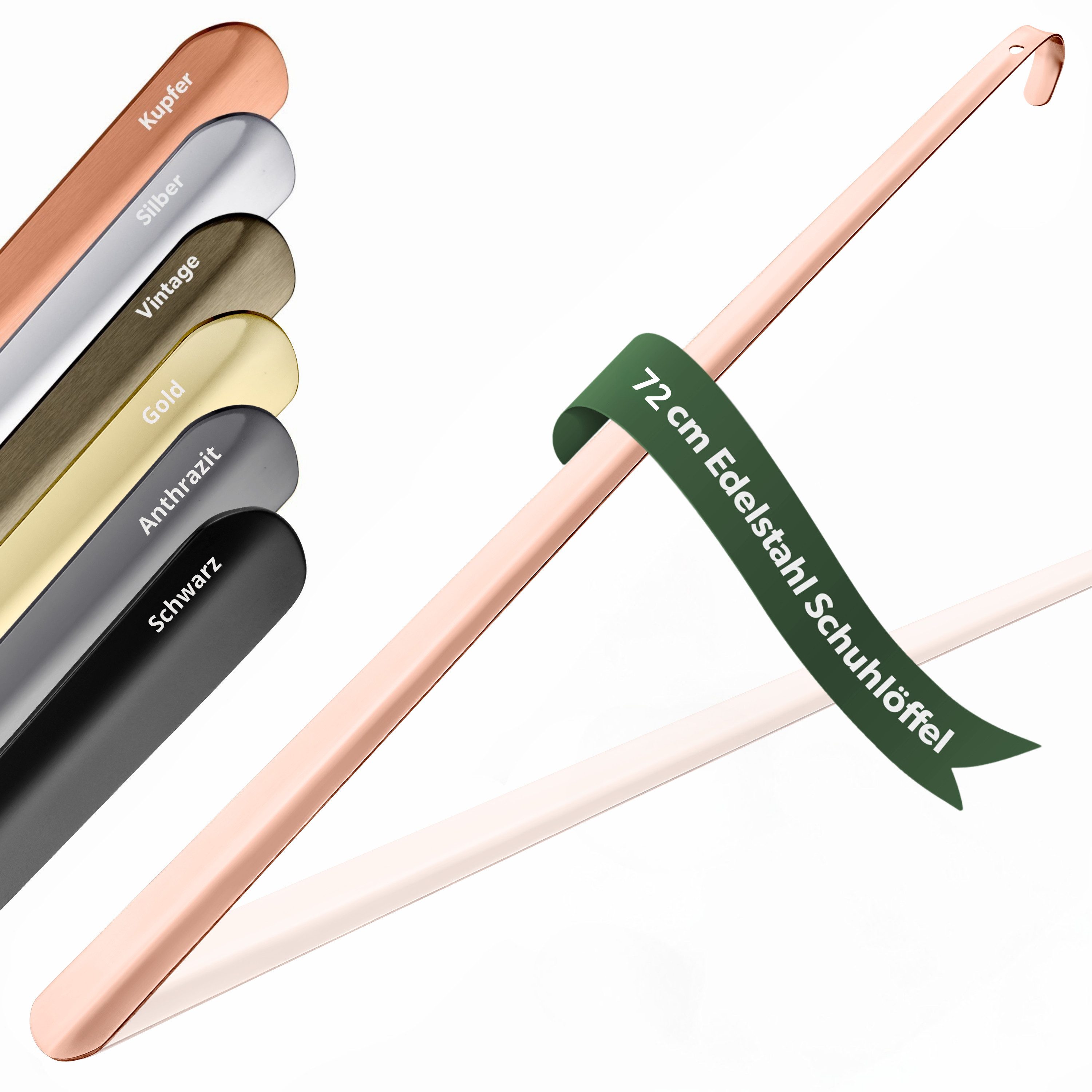 Schuhlöffel 72cm Edelstahl Roségold poliert