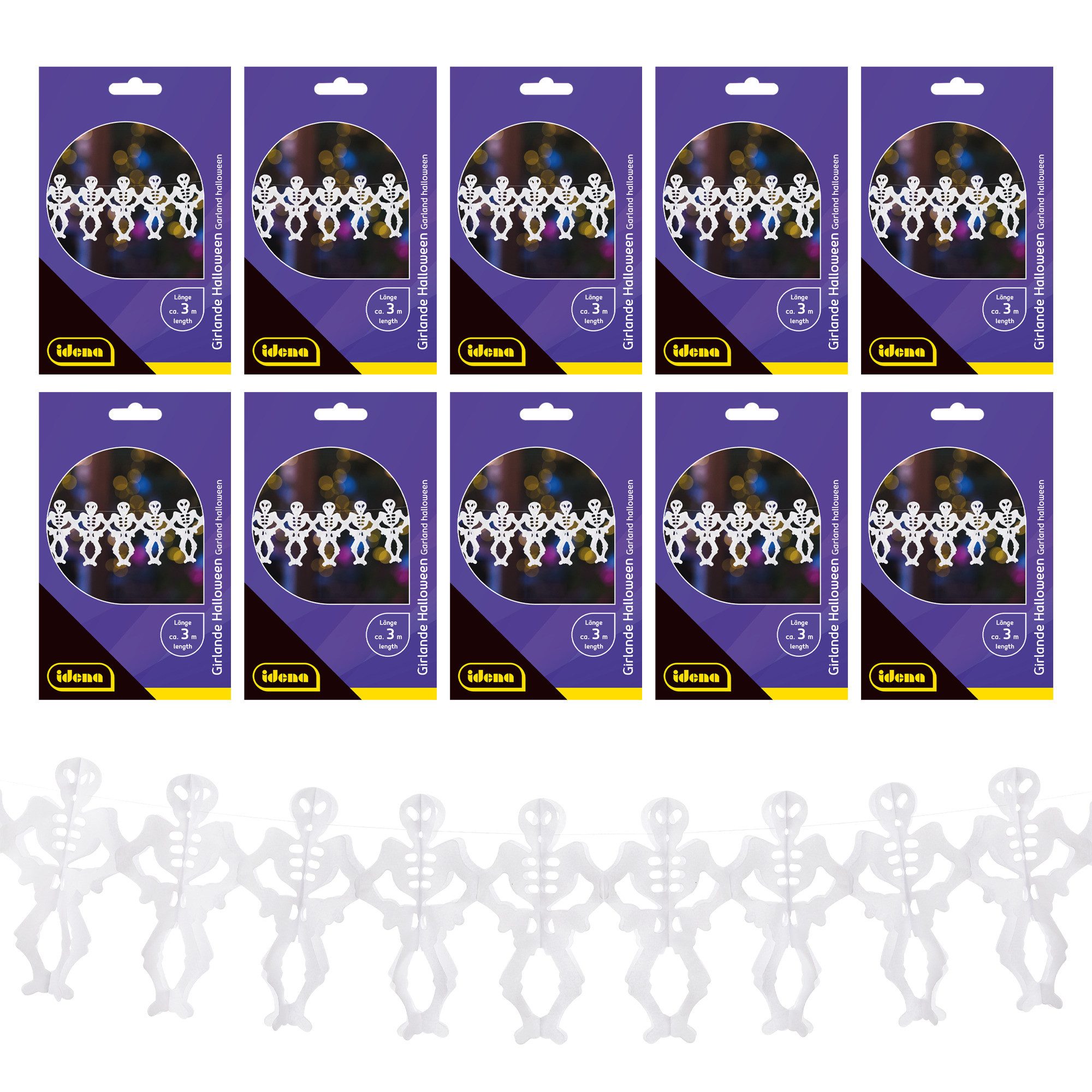 Idena Girlande Idena Bundle Girlanden Halloween Skelett 23x300cm 10 Stück