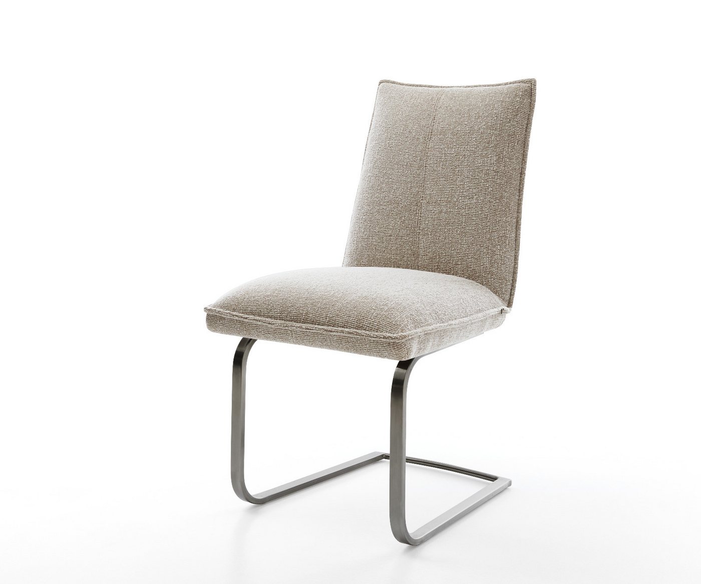 DELIFE Polsterstuhl Lelio-Flex, Freischwinger flach Graphit Webstoff Soft Beige Taschenfederkern