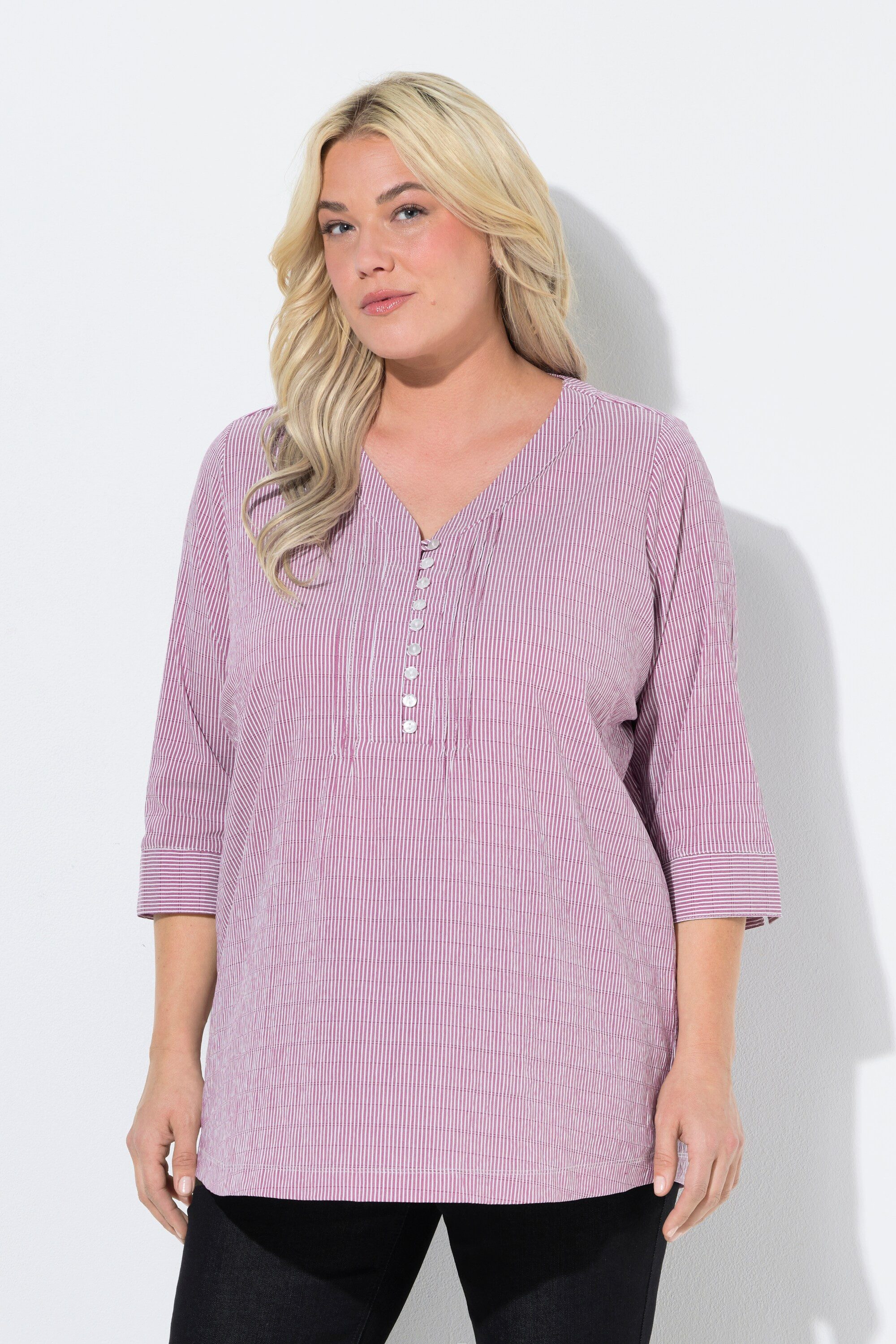 Ulla Popken Tunika Bubble-Tunika Herzausschnitt Biesen 3/4-Arm günstig online kaufen