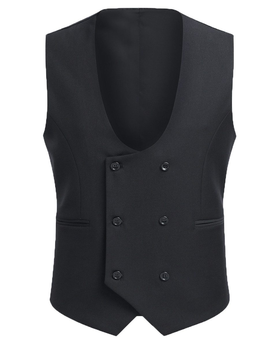 Allthemen Anzugweste mit U-Ausschnitt zweireihige Hochzeitsweste günstig online kaufen
