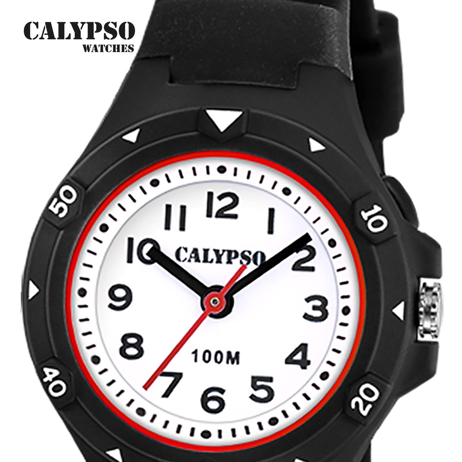 CALYPSO WATCHES Quarzuhr Calypso Kinder Jugenduhr Kautschuk, (Analoguhr), Kinder, Jugenduhr rund, Kautschukarmband schwarz, Fashion