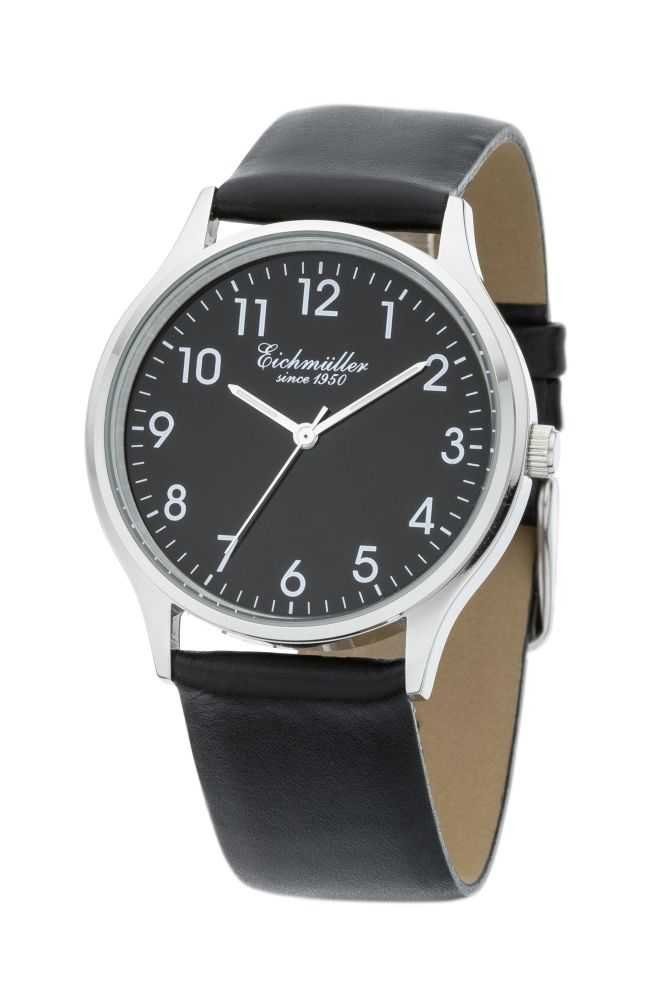 Eichmüller Quarzuhr 3050-02 Herrenuhr - sehr flach - Lederband schwarz