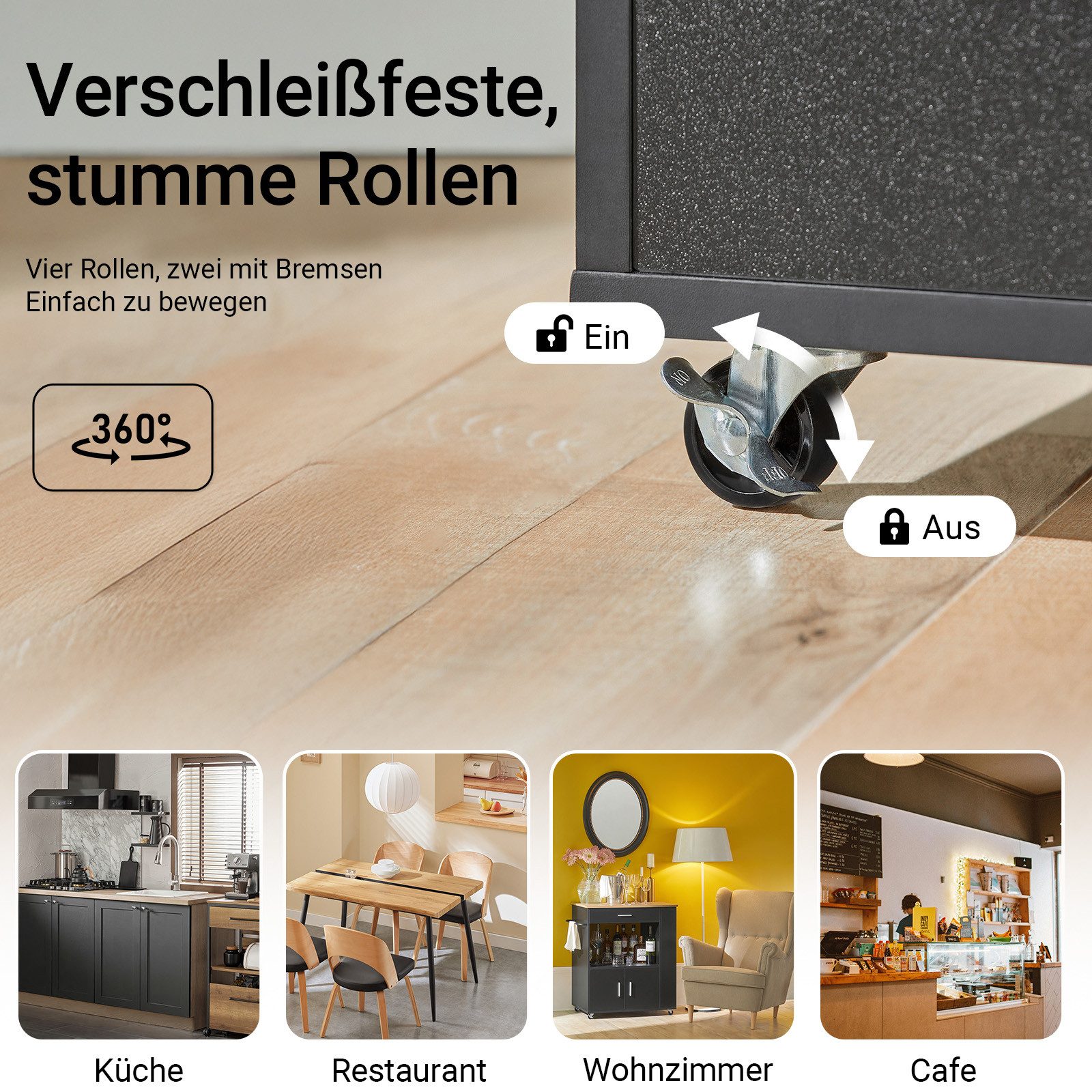 SoBuy Servierwagen FKW113, Küchenwagen mit Arbeitsplatte, Beistelltisch, Küchenwagen Kücheninsel Küchenschrank Rollwagen Mikrowellenschrank
