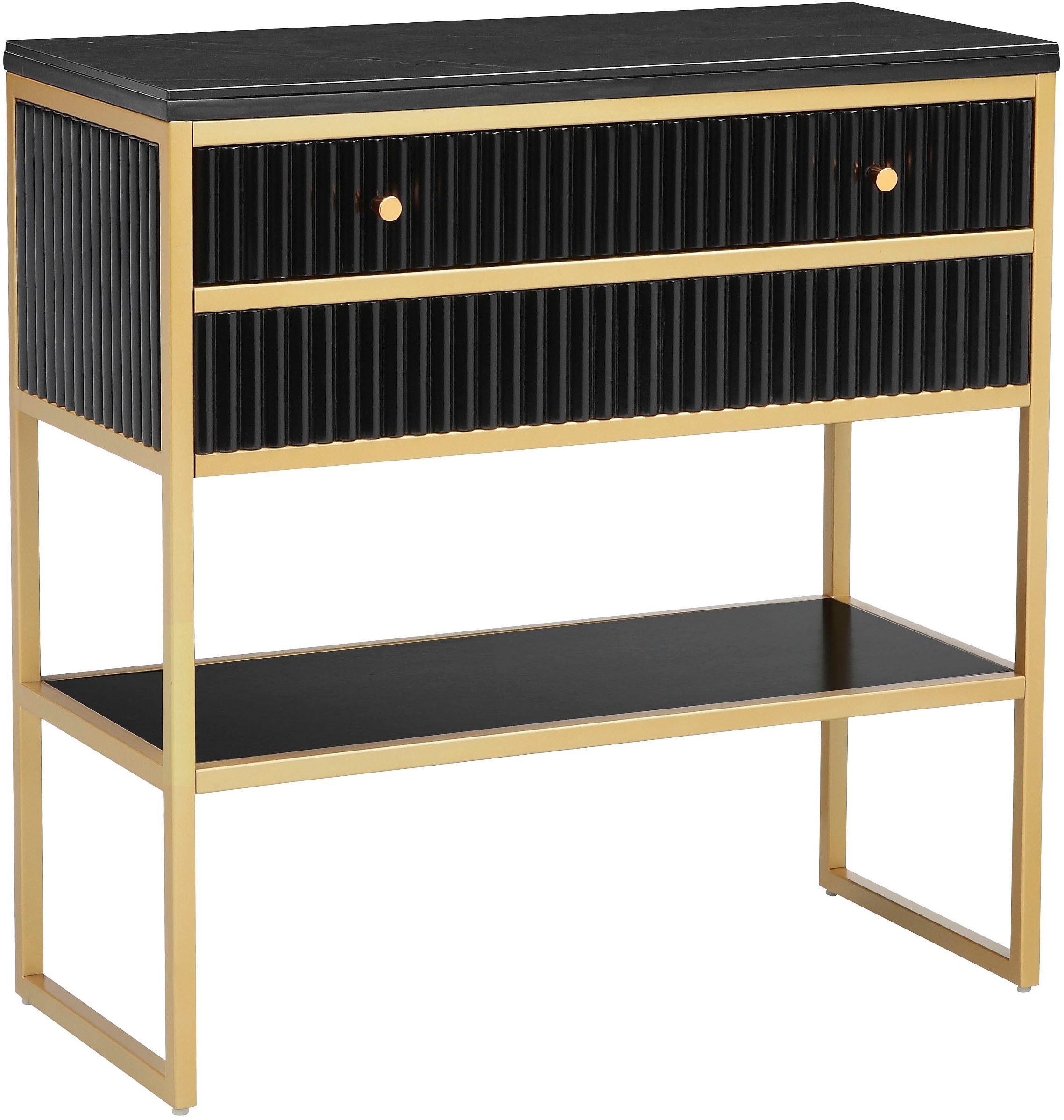 Leonique Sideboard Fleuriss, Keramikplatte, goldenes Gestell, FSC-zertifiziertem Holz, Breite 80 cm