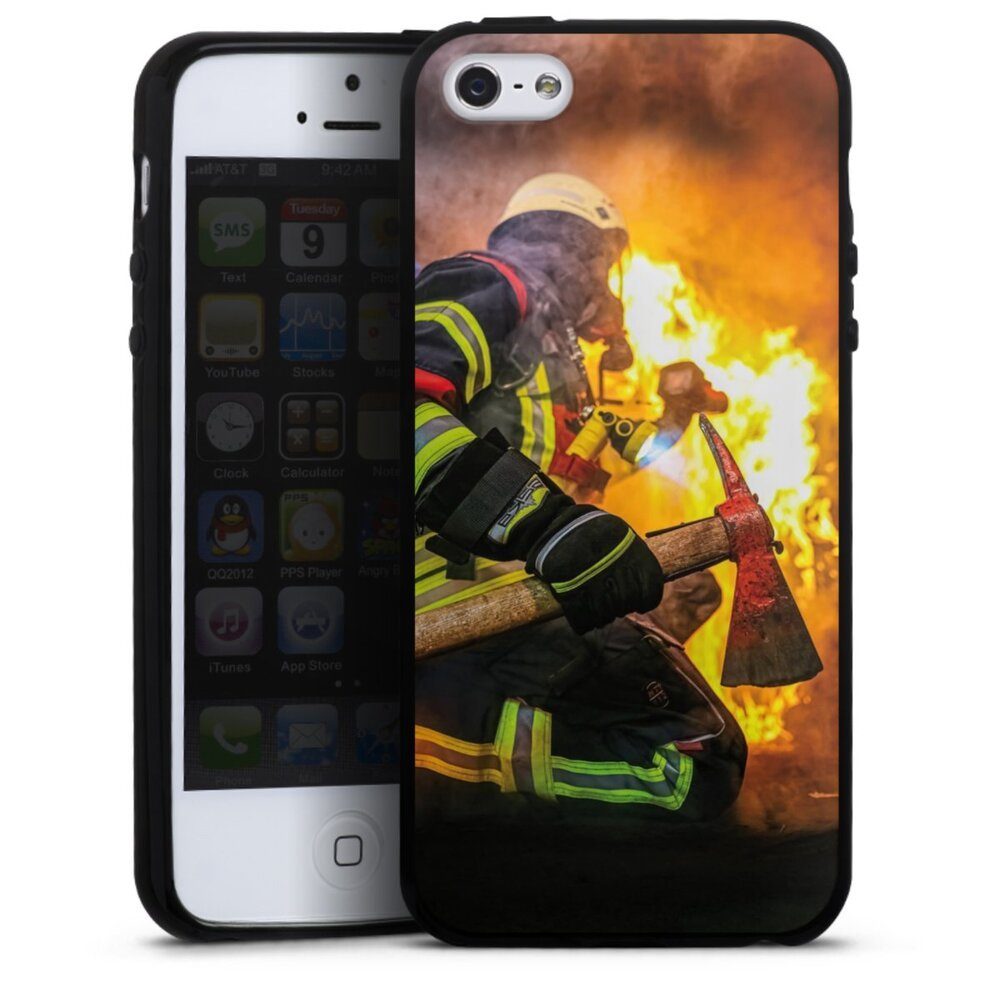 DeinDesign Handyhülle Feuerwehr Feuer Lebensretter Volunteer Firefighter, Apple iPhone 5 Silikon Hülle Bumper Case Handy Schutzhülle