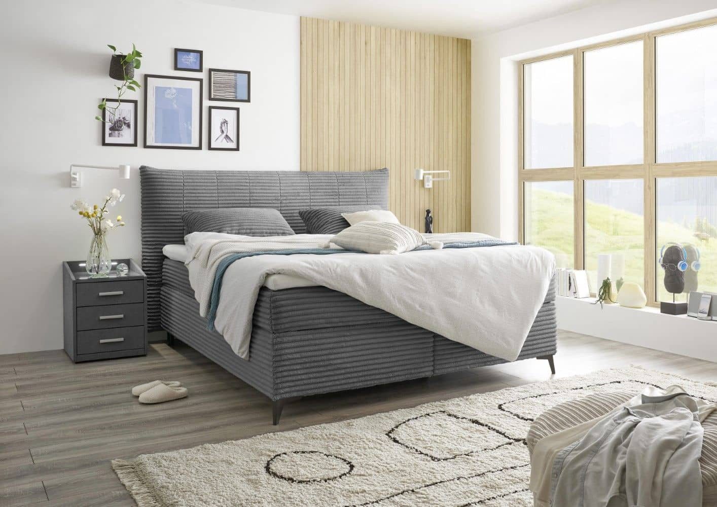 ED EXCITING DESIGN Boxspringbett Seattle 180x200 mit HR-Topper & 7-Zonen-Tonnentaschenfederkern (Komplett‑Set inkl. Duo-Matratzen & Topper), inkl. Topper und 7‑Zonen-Tonnentaschenfederkern-Matratze