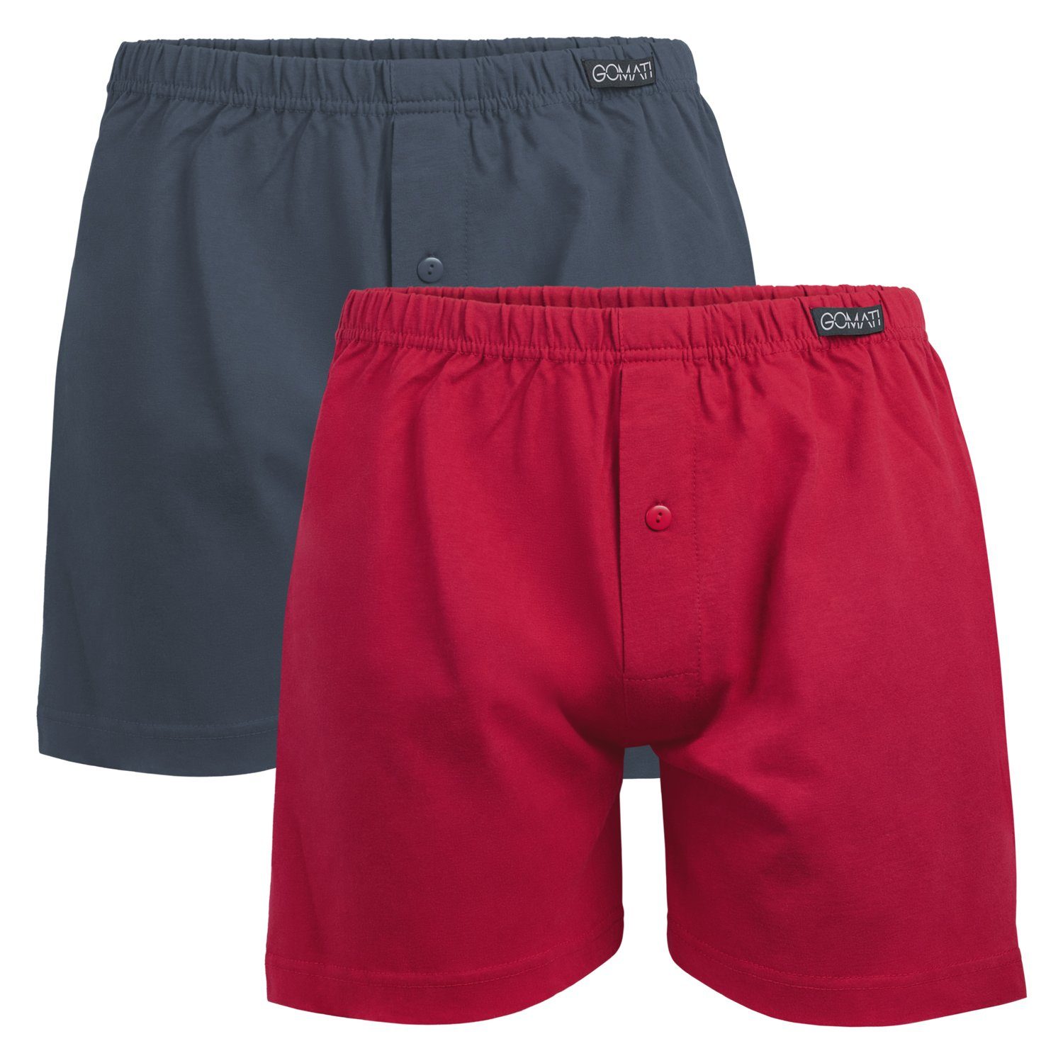 Gomati Boxershorts Herren Jersey Boxershorts Stretch Shorts aus Baumwolle (2er Pack) Mix (1x Anthrazit + 1x Deep Red)