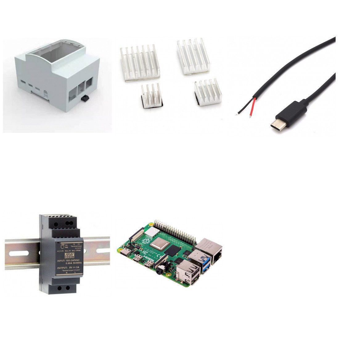 Hutschienen-Kit mit Raspberry Pi 4 Modell B 2GB Mini-PC Barebone