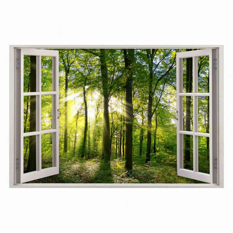 nikima Wandtattoo 213 Fenster - grüner Wald (PVC-Folie), in 5 vers. Größen