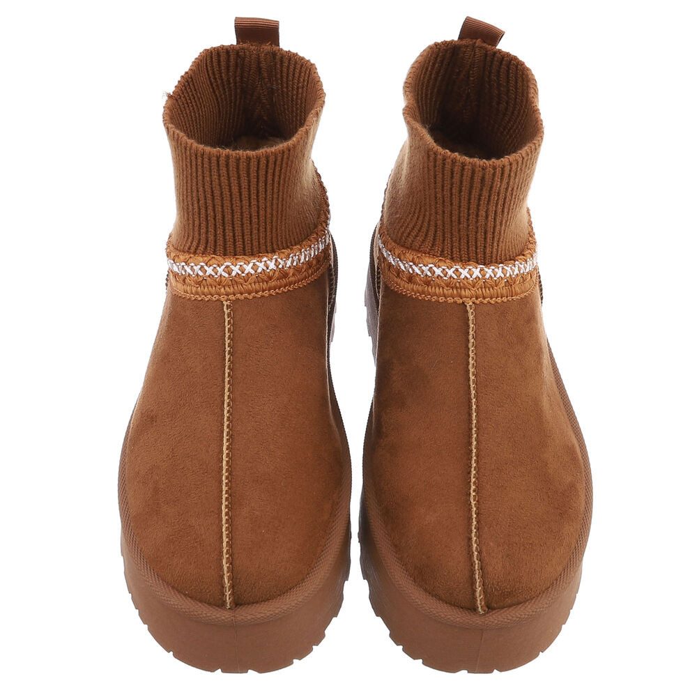 Ital-Design Damen Snowboots Freizeit Snowboots (88519238) Flach Stiefeletten in Camel