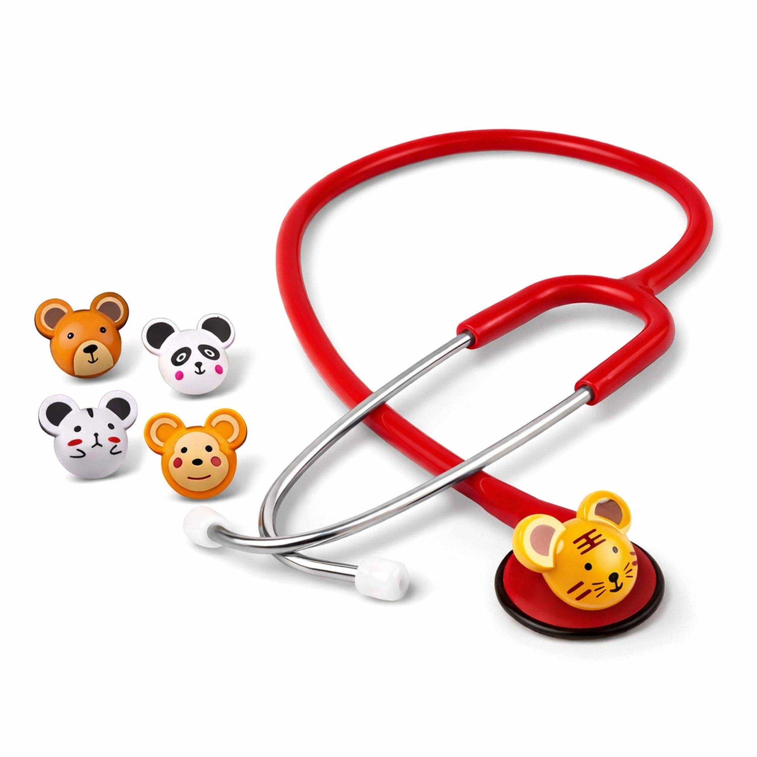 pulox Stethoskop CSC-10 Kinder Stethoskop mit 5 Tier-Pins in Rot