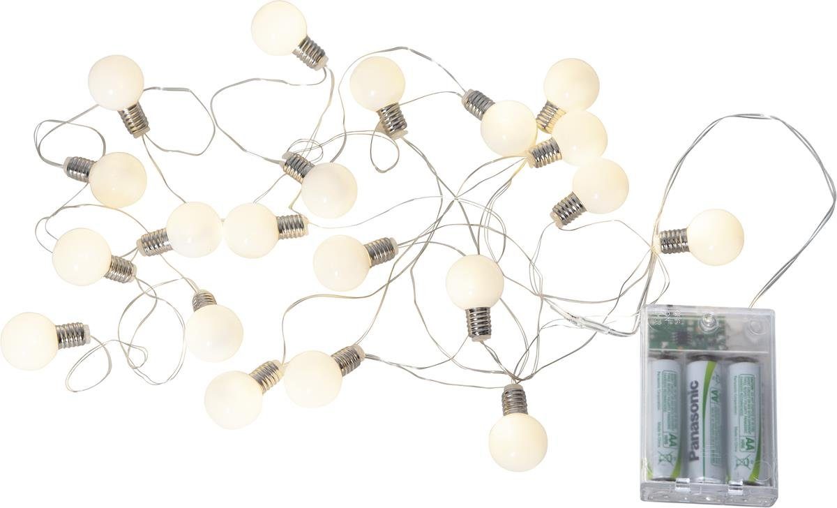 STAR TRADING LED-Lichterkette Mini Kugeln 20 kleine Kugeln warmweiß 3m Batterie Timer, 20-flammig