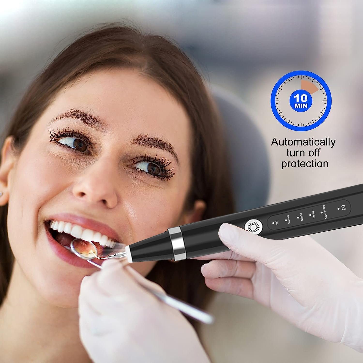 autolock Mundpflegecenter Zahnreiniger Elektrisch Zahnsteinentferner,5 Einstellbare Modi, 2 Reinigungsköpfe,Ultraschall IPX6 Wasserdicht,1500mah langlebig