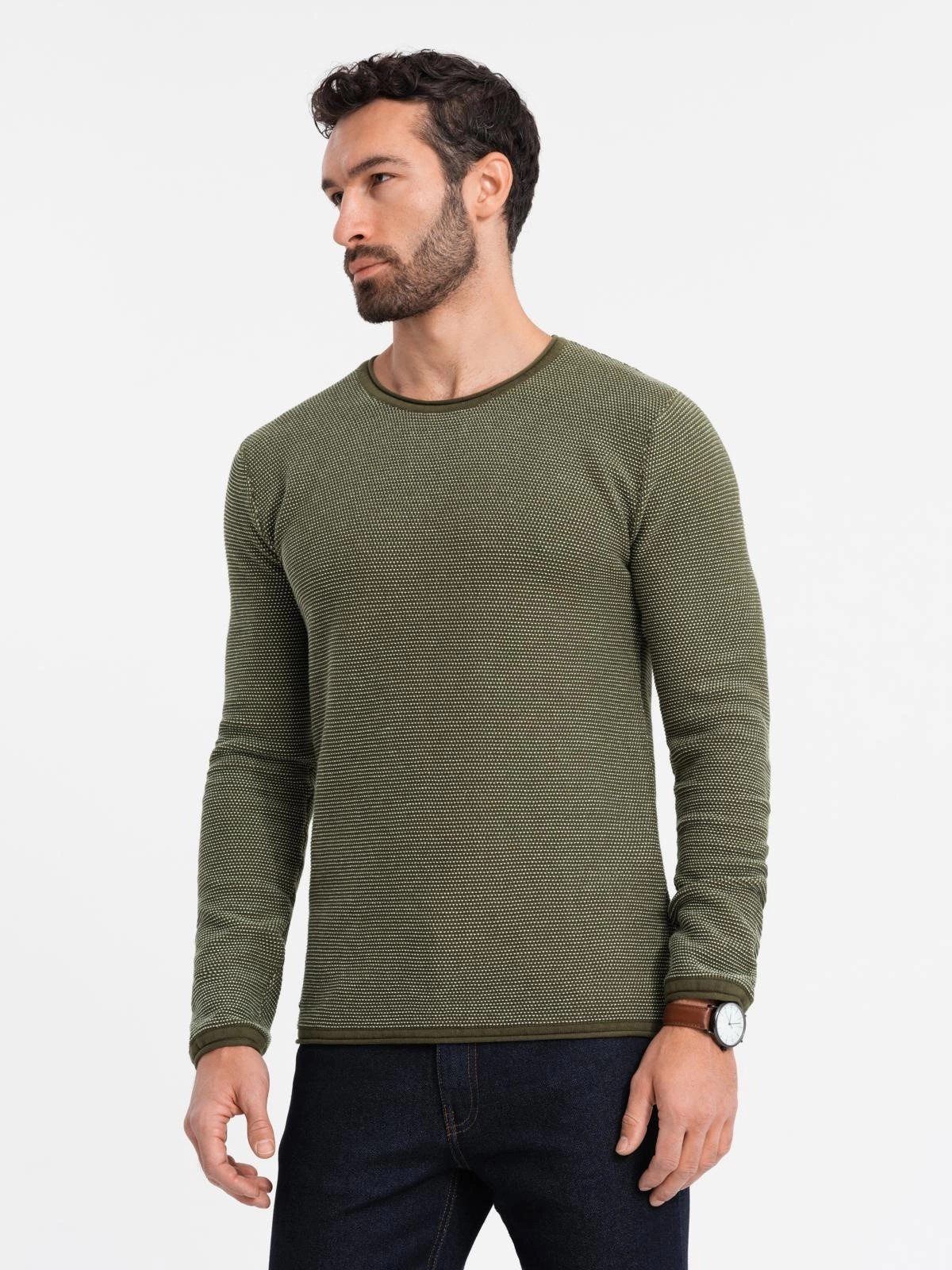 Rundhalspullover Strickpullover für Herren mit strukturierten Punkten