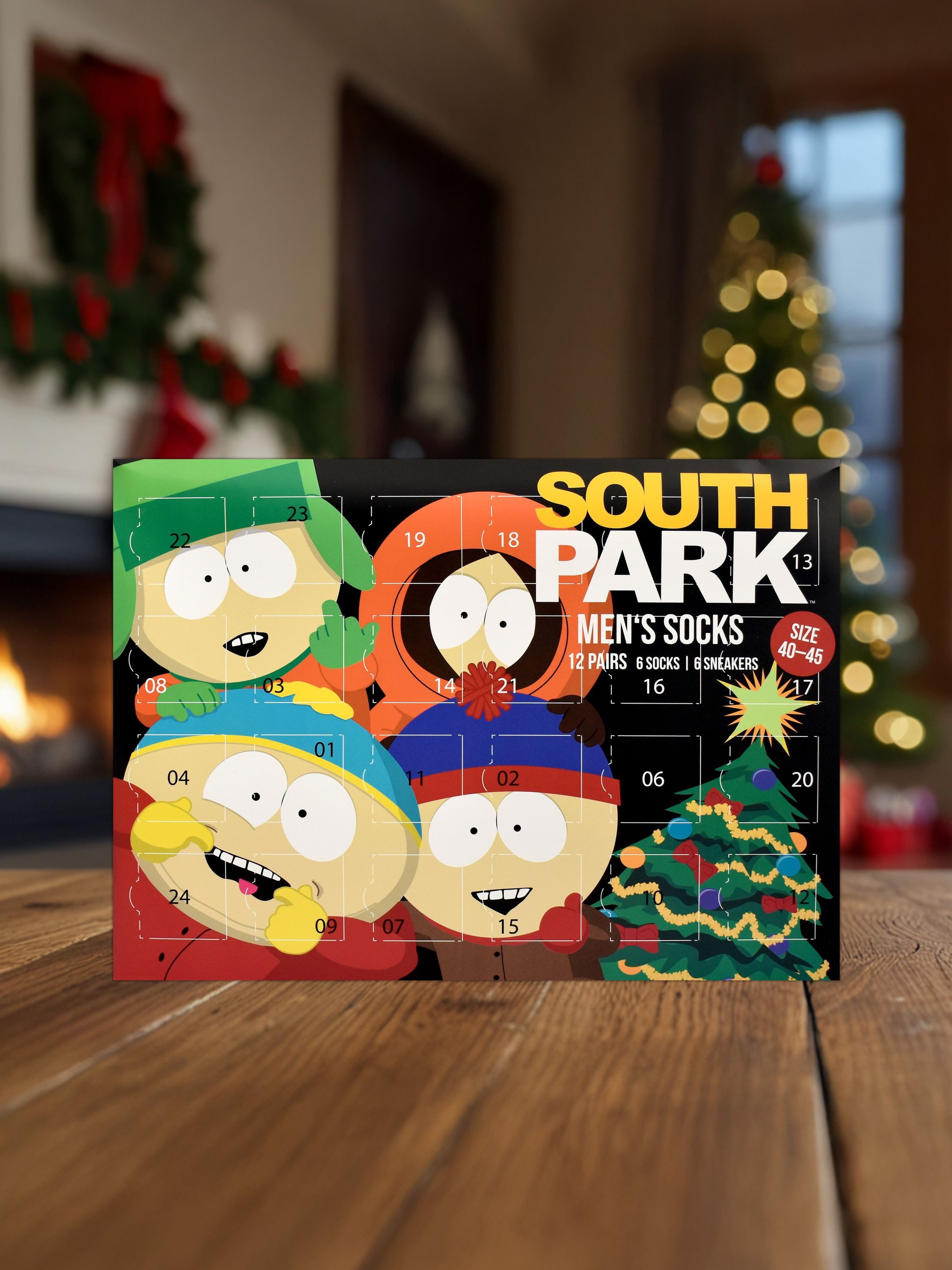 United Labels® Adventskalender South Park Socken Adventskalender mit 12 Paar Socken kurz und lang