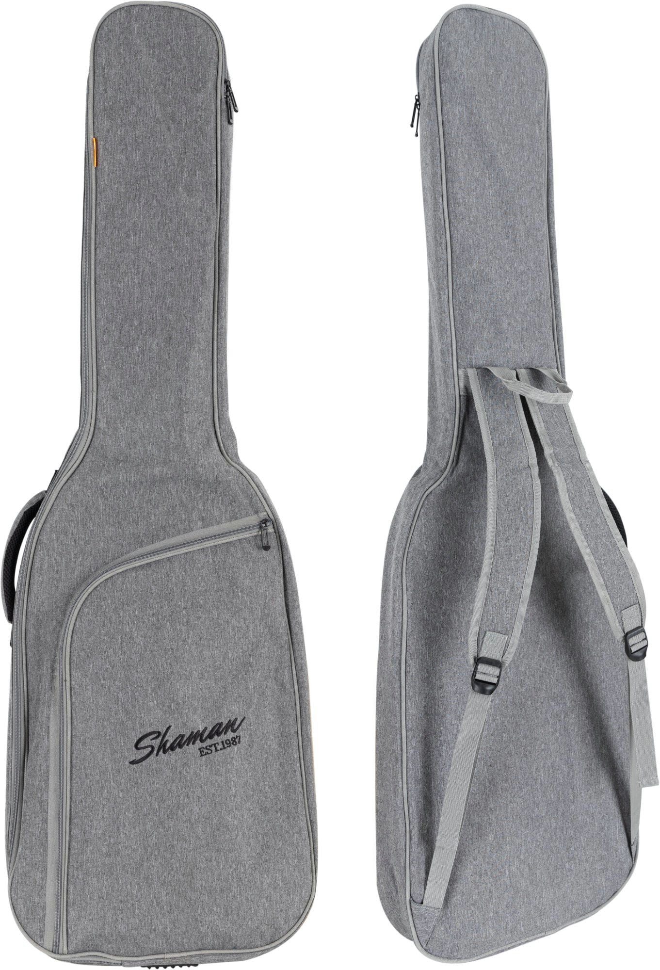 Shaman Gitarrentasche BGB-122 GY Instrumentenhals gepolsterte Rucksack-Gurte & E-Bass Tasche Fixierung Premium-Line, für