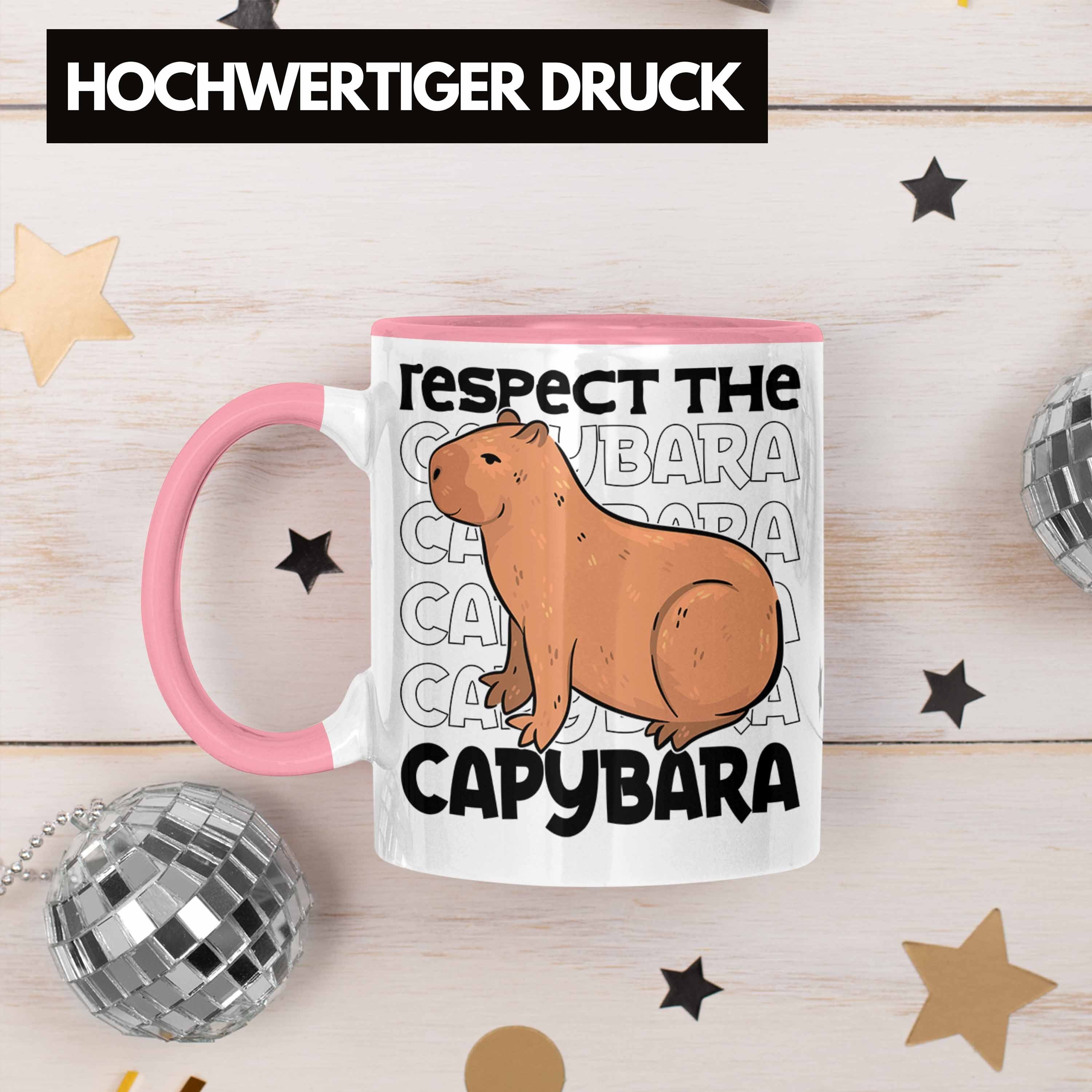 Respect Capybara Tasse für The Geschenk Trendation Kaffeetasse Capy Tier Capybara Tasse Rosa