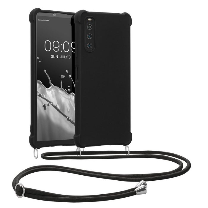 kwmobile Handyhülle Hülle für Sony Xperia 10 IV mit Metall Kette zum Umhängen - Silikon Handy Cover Case Schutzhülle