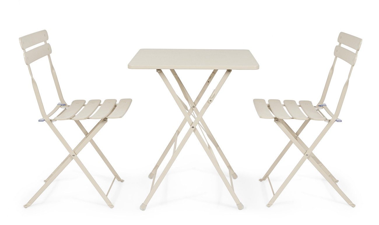 Bizzotto Gartenstuhl Yasmin 2er-Set aus Metall, Champagner, Klappbar