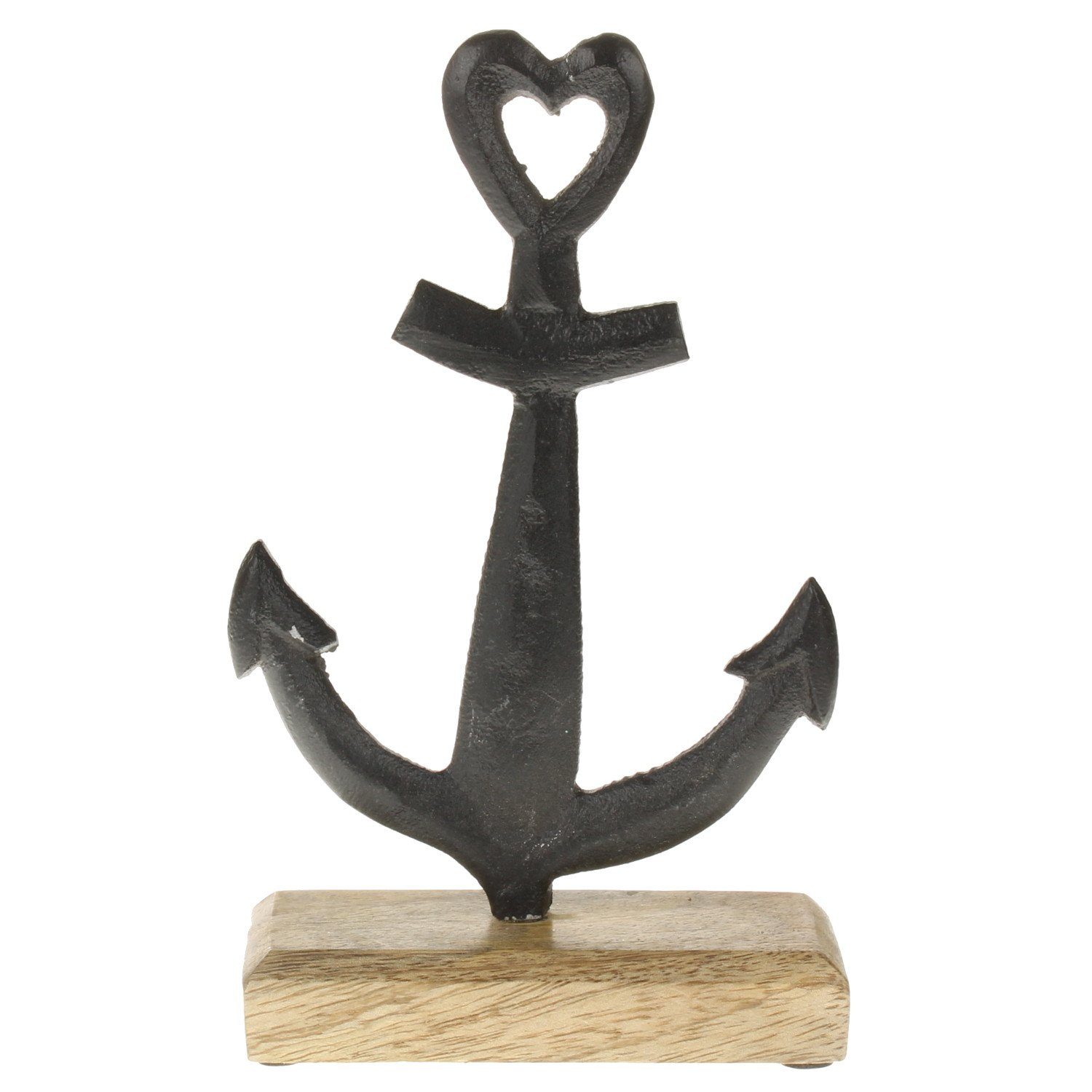 Macosa Home Skulptur Deko-Anker Metall 22 cm auf Holz-Sockel Rostfarben Man günstig online kaufen
