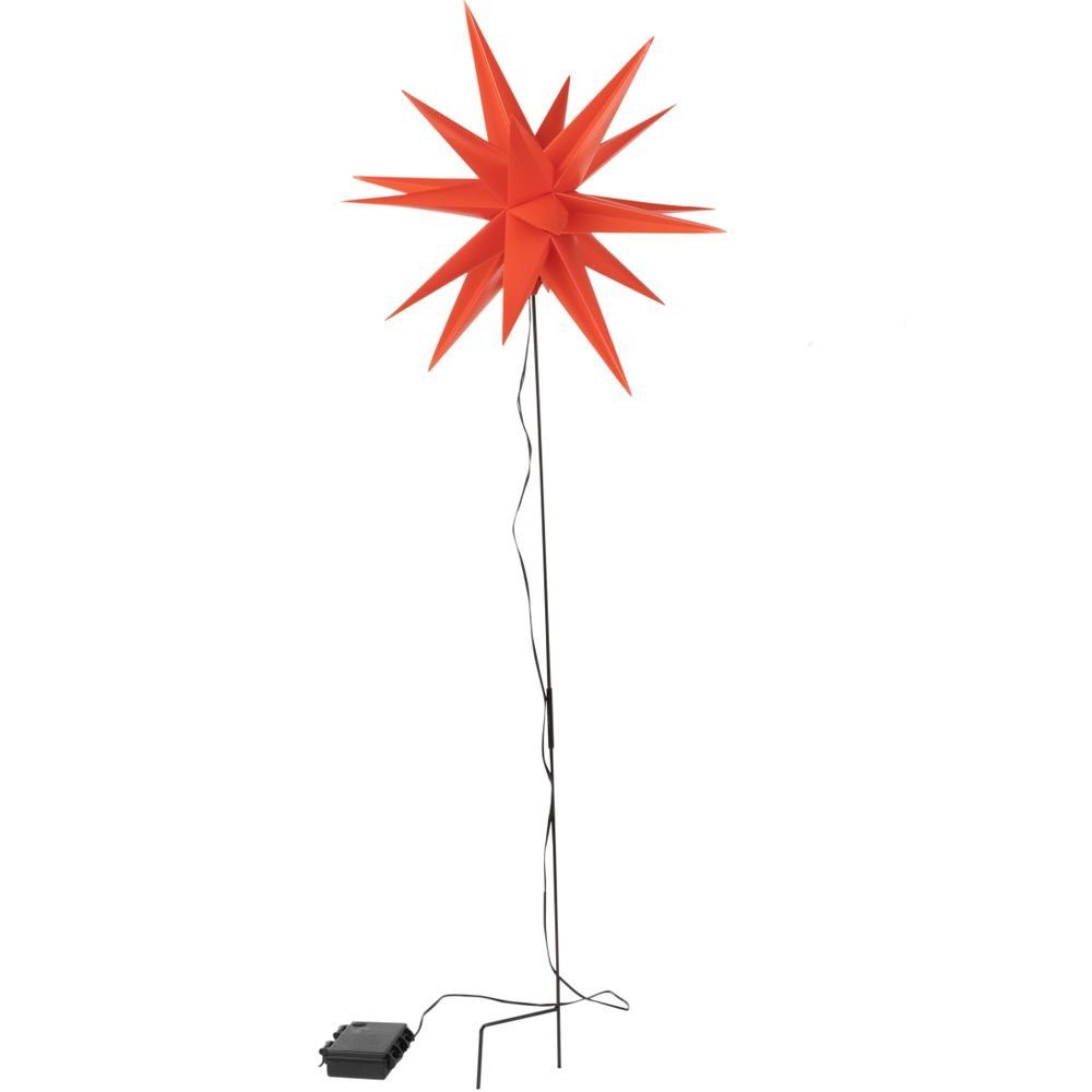 bonsport LED Solarleuchte LED Gartenstecker mit Stern, 90 x 35 cm Rot