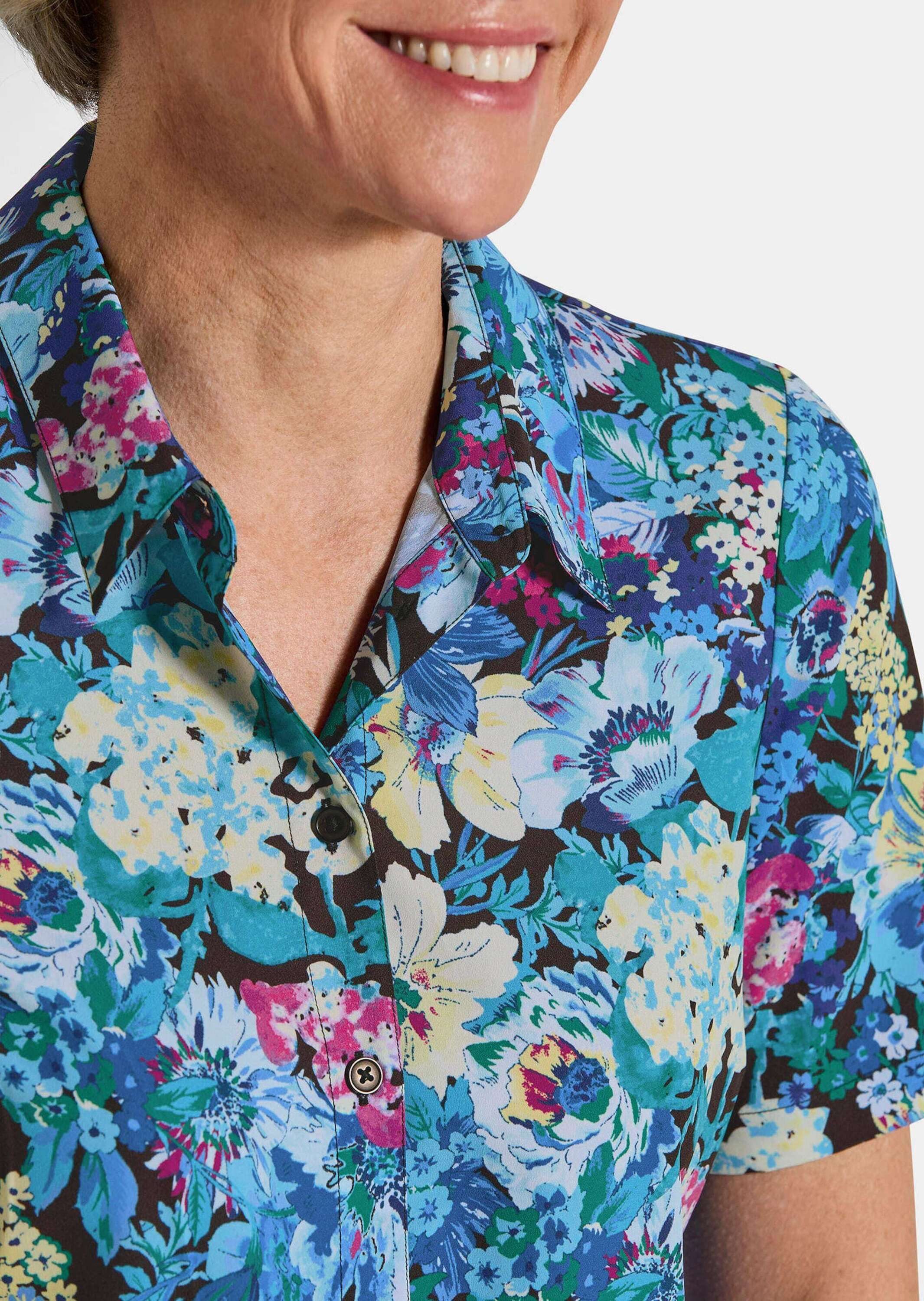 GOLDNER Hemdbluse Blusenshirt mit floralem Print Druckbluse mit Hemdkragen, Knopfleiste und Halbarm – Bild 5 von 5