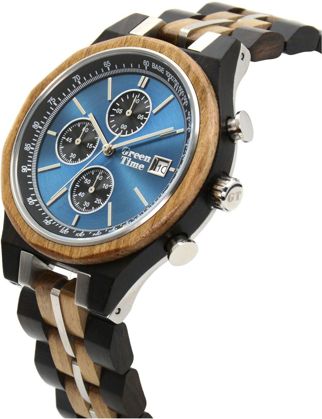 43 Gehäuse-Ø Edelstahl Holz, & Gehäuse mm aus Chronograph ZW176A, ca. GreenTime Holz,