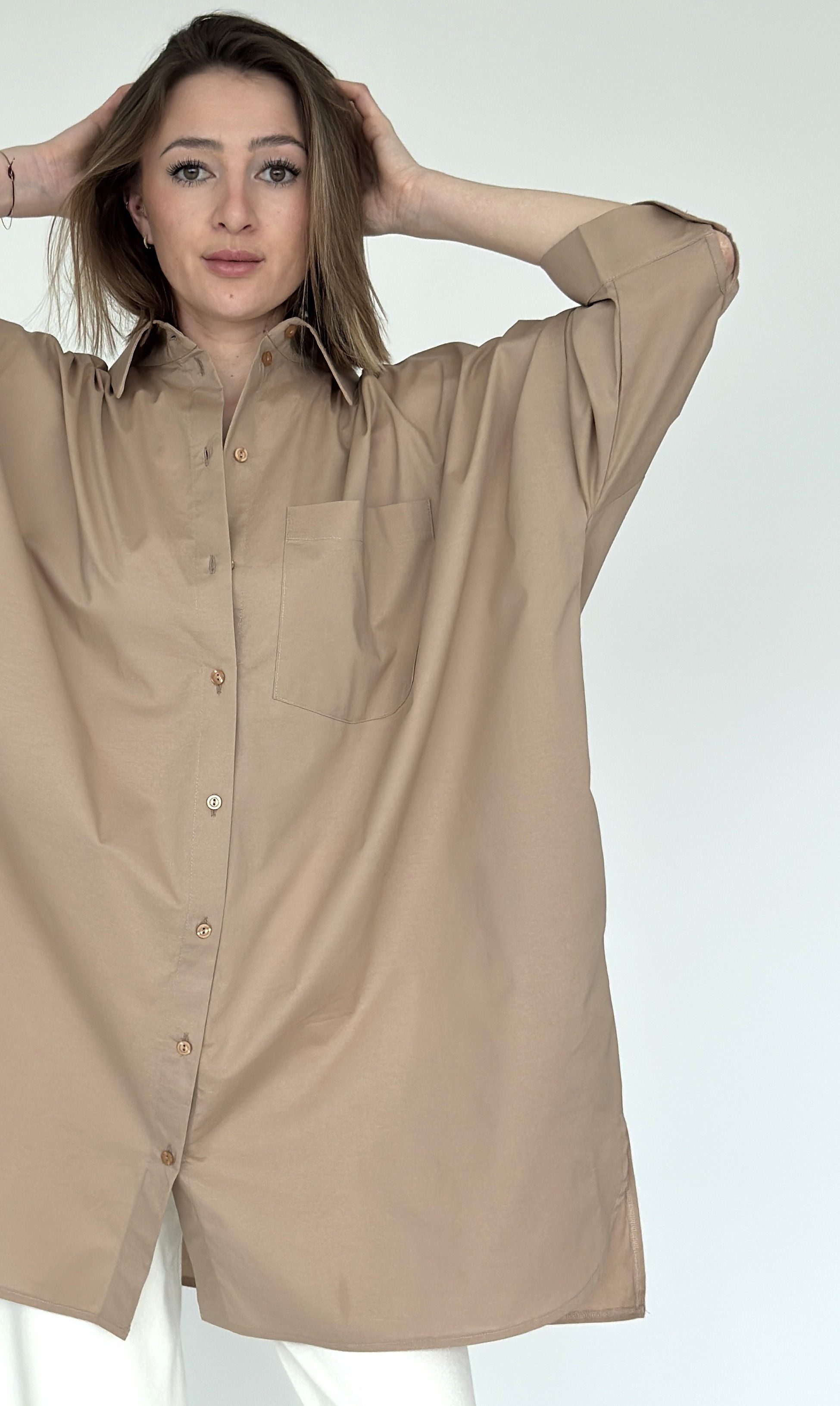 Zuckerwatte Longbluse bequeme A- Linie aus günstig online kaufen