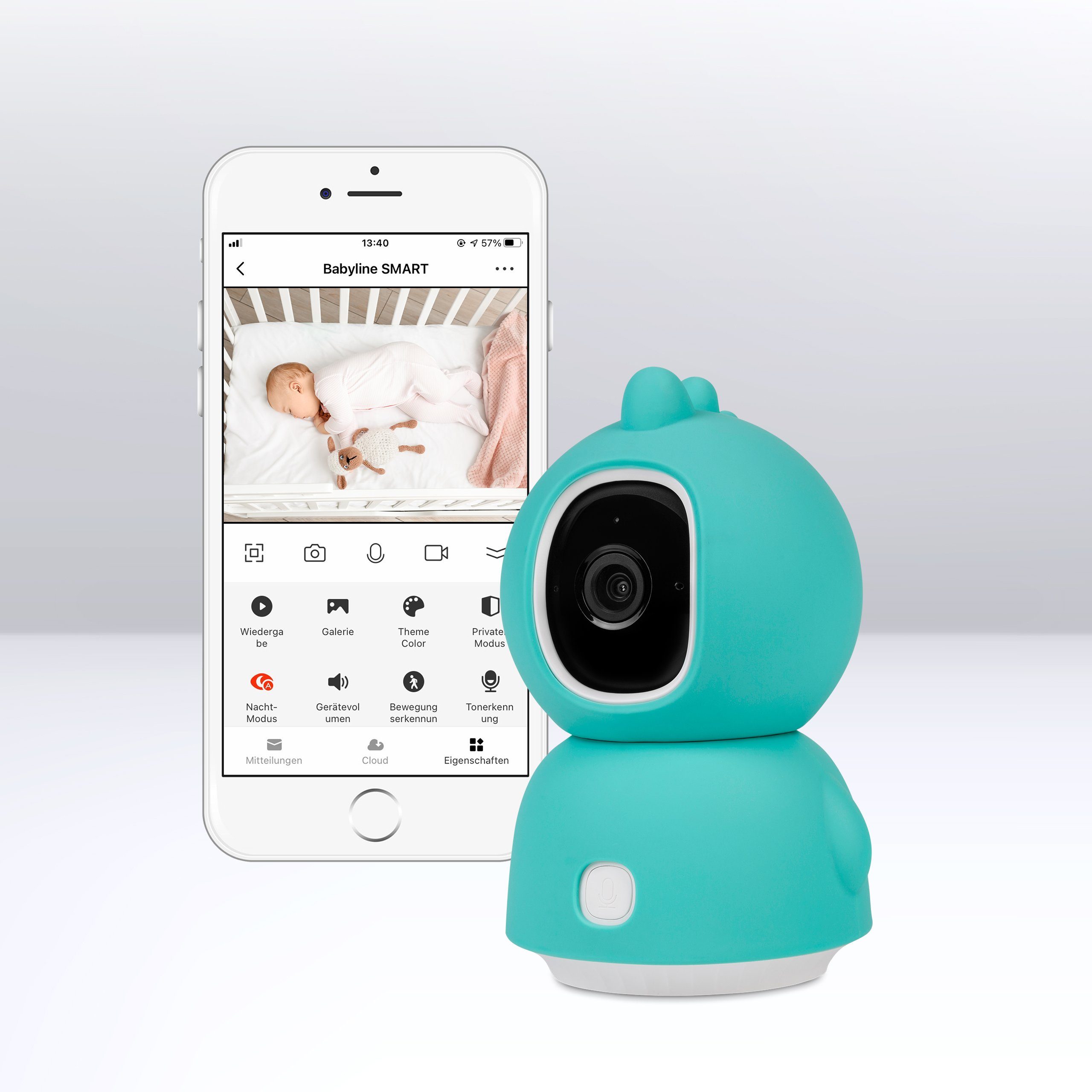 lionelo Video Baby Monitor BABYLINE VIEW, Set, Rotating Camera with Smartphone View/Motion Detection