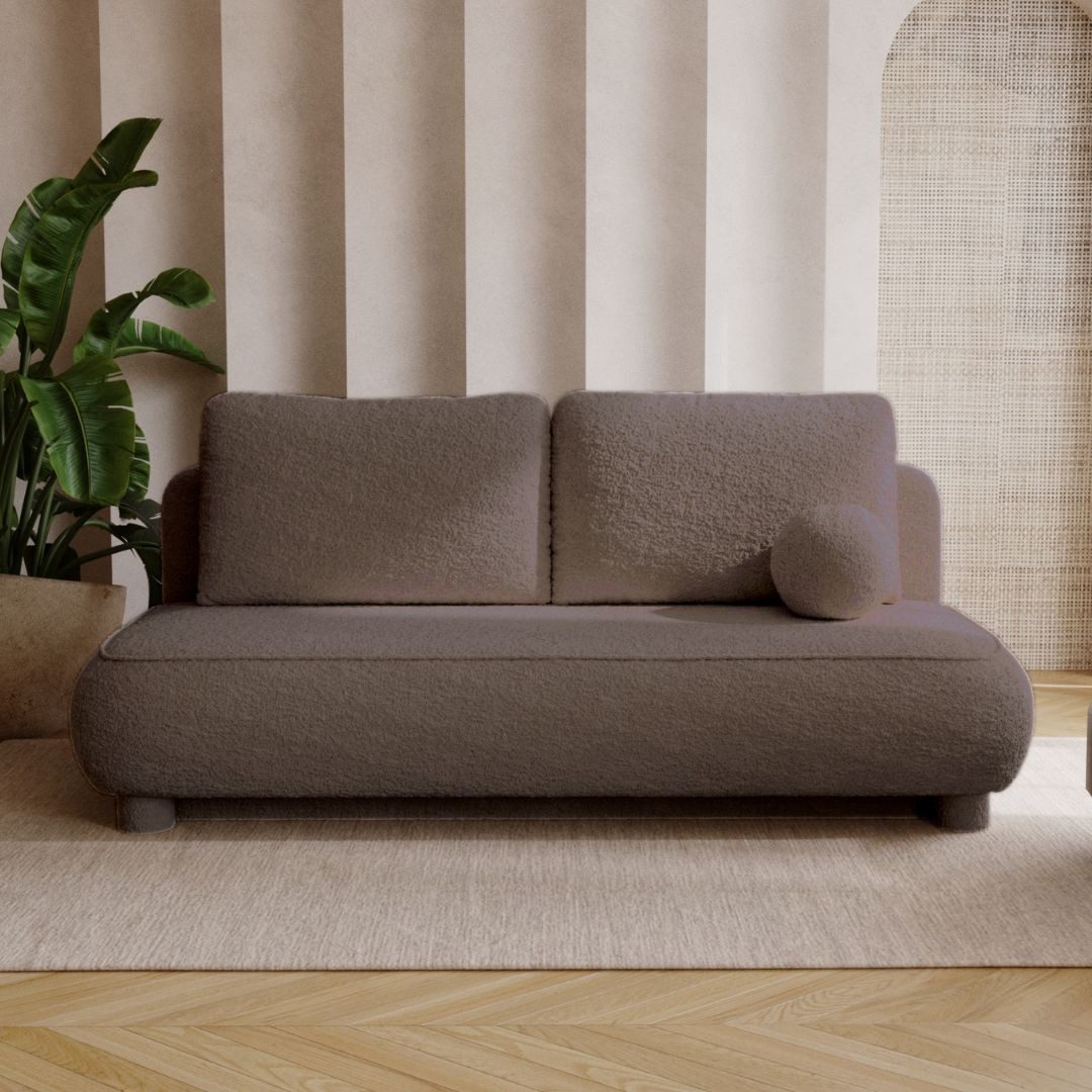 Compleo Schlafsofa Sofa ohne Armlehnen, moderne runde Form, Moderne Couch, günstig online kaufen