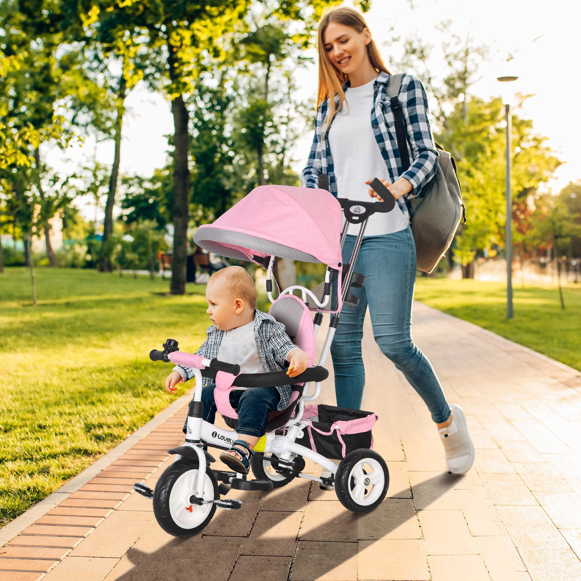 HOMCOM Dreirad 6-in-1 Kinderdreirad mit Schiebestange, günstig online kaufen