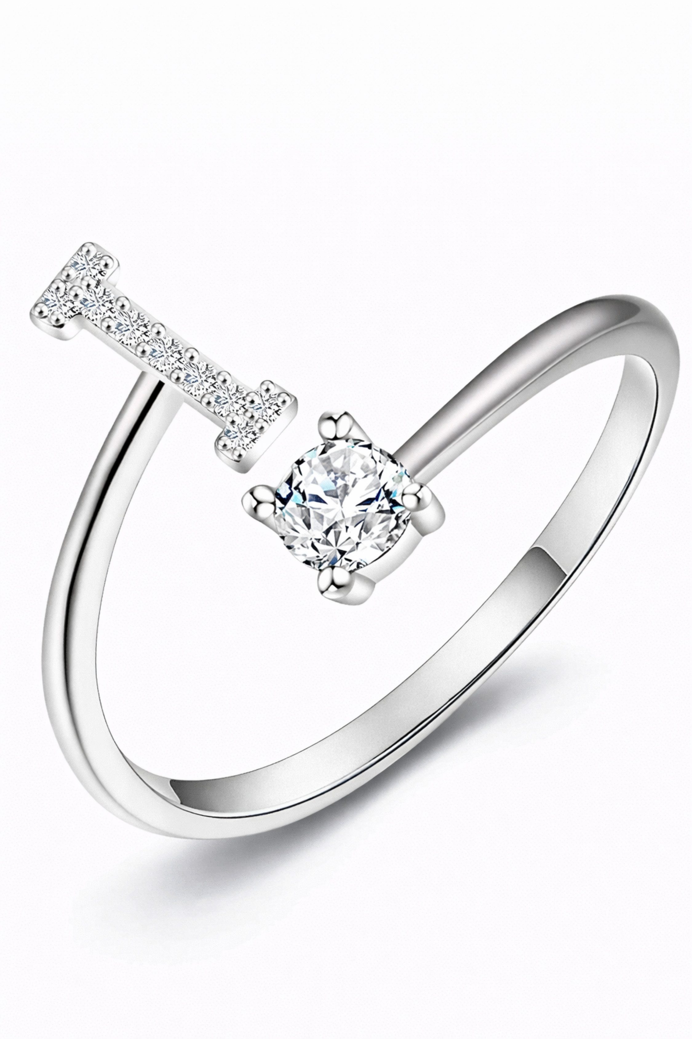 S&T Design Fingerring Buchstaben Ring Damen 14K Gold Vergoldet Silber Verstellbar Wasserfest (Goldring Geschenke für Frauen Freundin Mädchen Schmuck, 1-tlg., Buchstabenring), Damenring langlebigem Edelstahl Verstellbare Größe 50 - 60 Modeschmuck