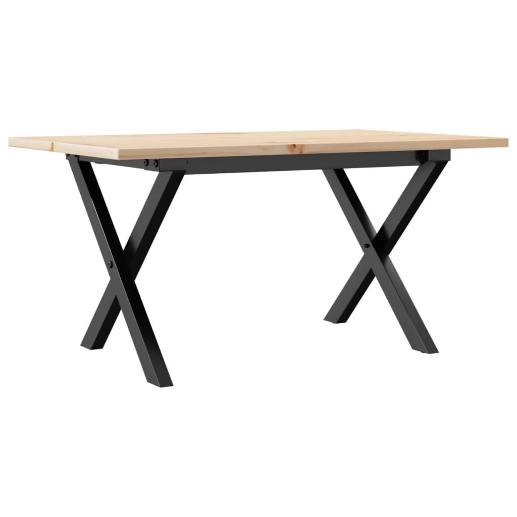 vidaXL Esstisch Couchtisch X-Gestell 80x50x40cm Massivholz Kiefer und Stahl (1-St)
